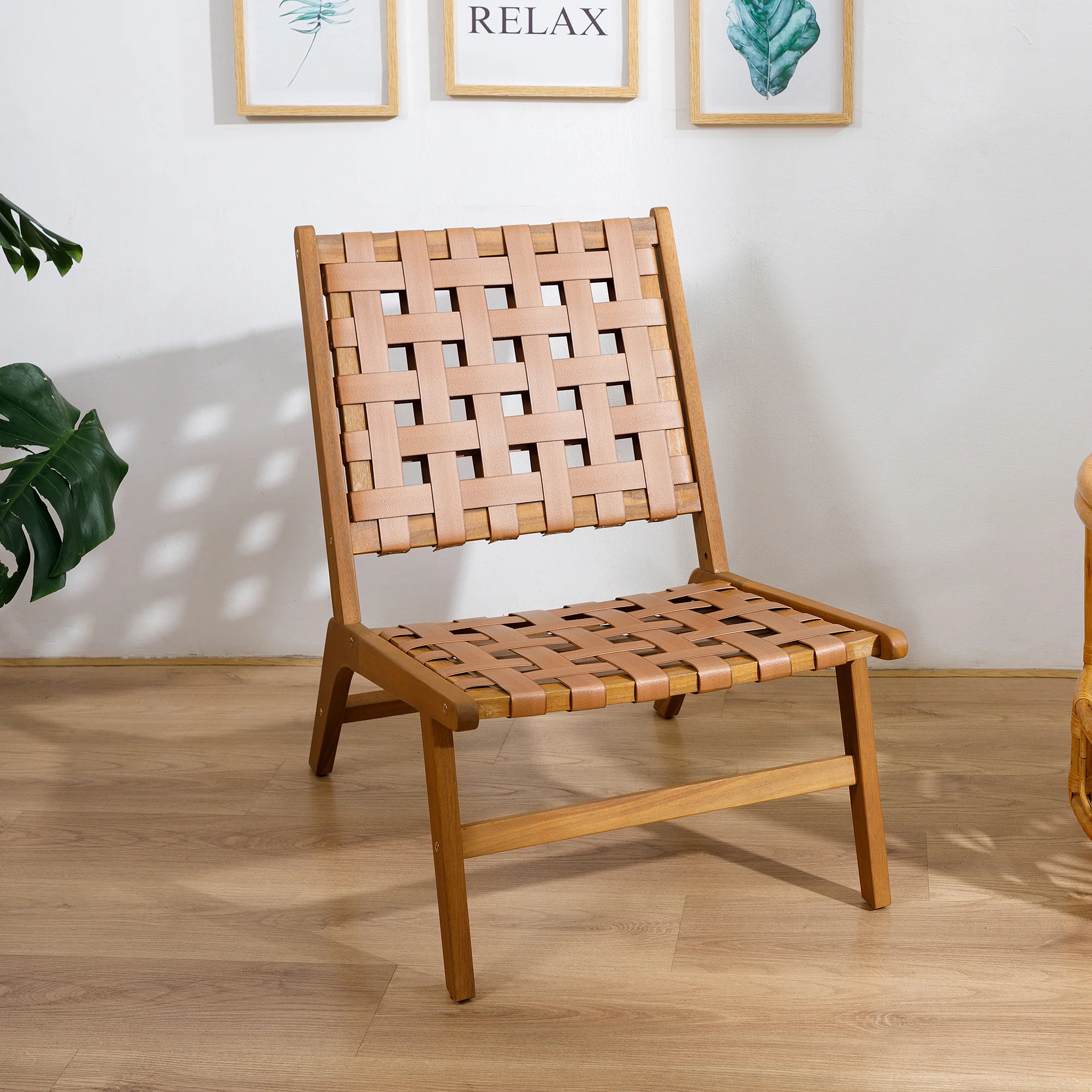 AGUILARES - Fauteuil intérieur extérieur en acacia massif et suèdine - Image 10