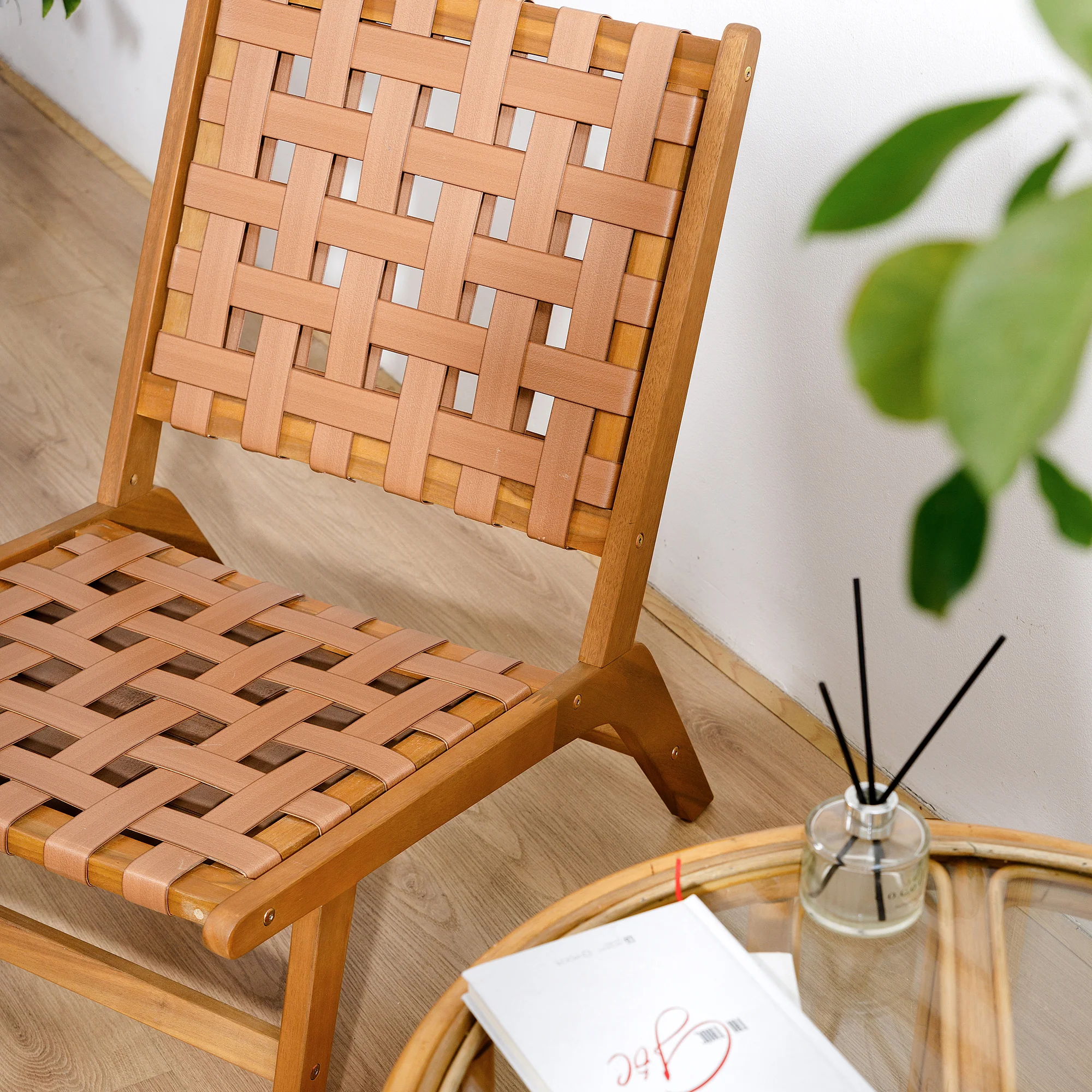 AGUILARES - Fauteuil intérieur extérieur en acacia massif et suèdine - Image 9