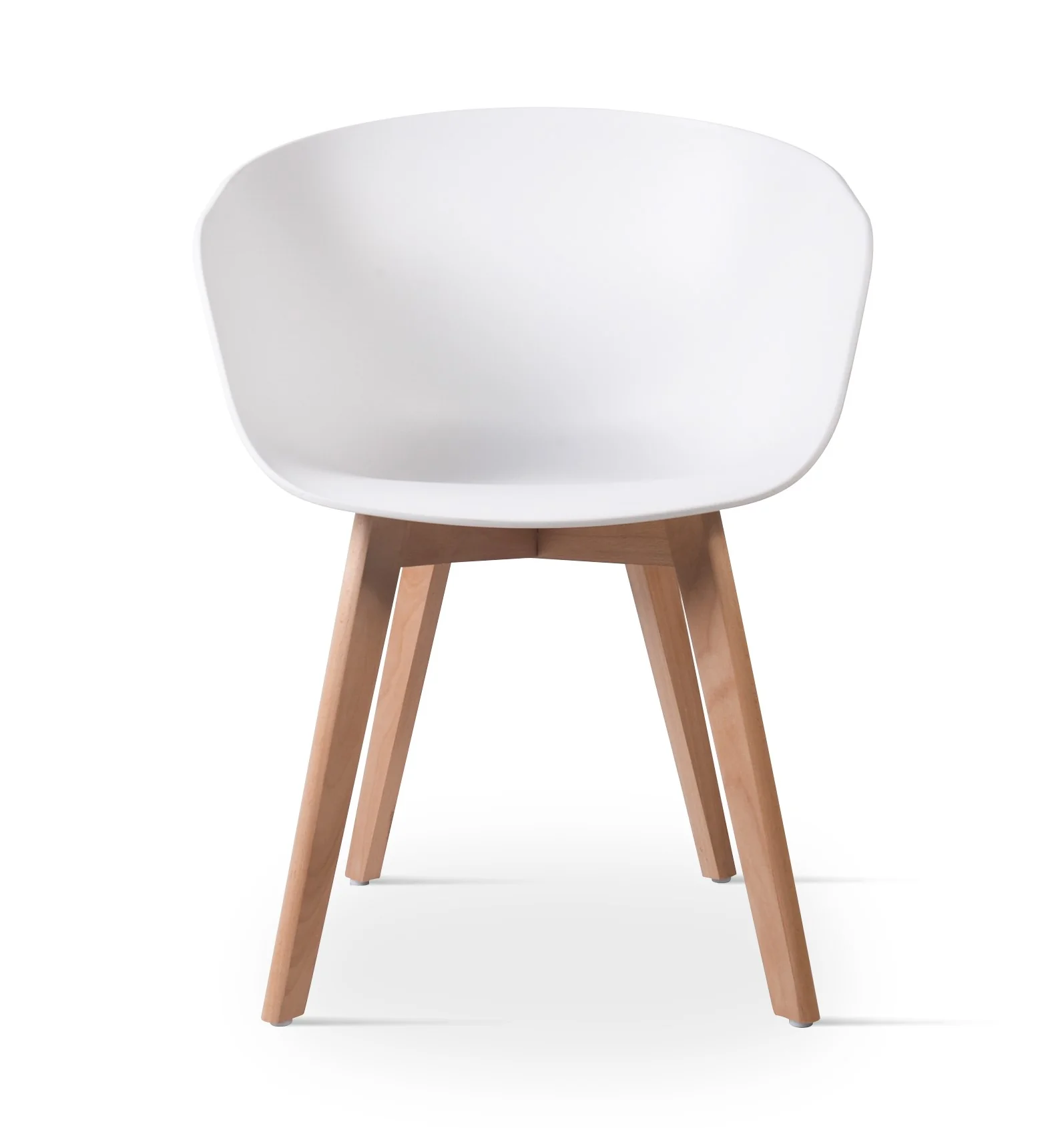 ALBORG - Lot de 4 chaises scandinaves en bois et polypropylène blanc - Image 4