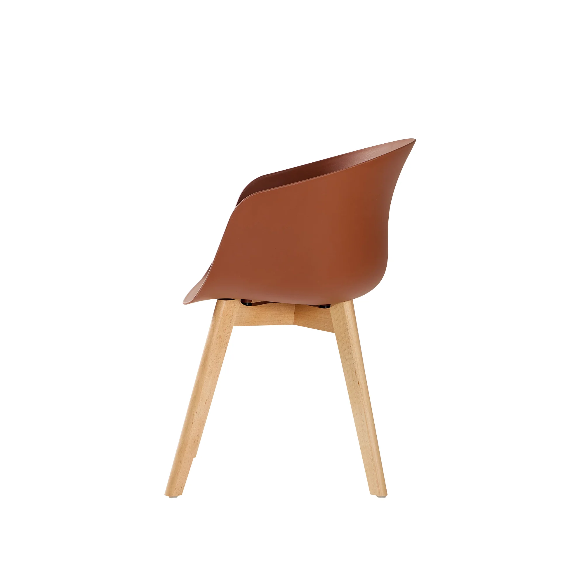 ALBORG - Lot de 4 chaises scandinaves en bois et polypropylène terracotta - Image 7