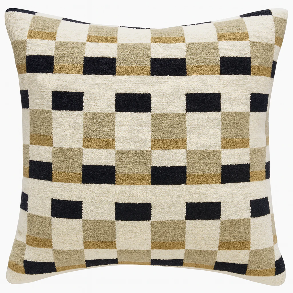 ANDOYA - Coussin en coton velours beige OEKO-TEX® 45 x 45 - Image 5