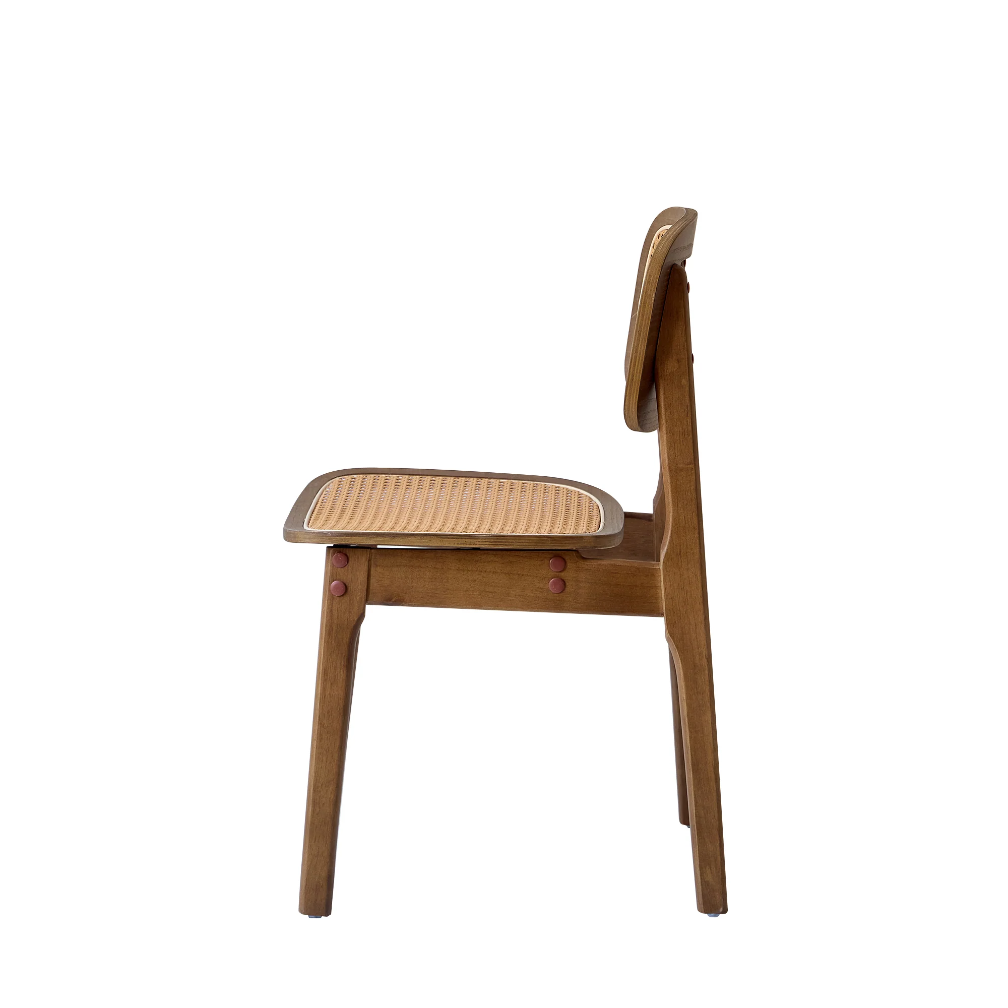 BAIA - Lot de 2 chaises de salle à manger en bois foncé et rotin naturel - Image 5