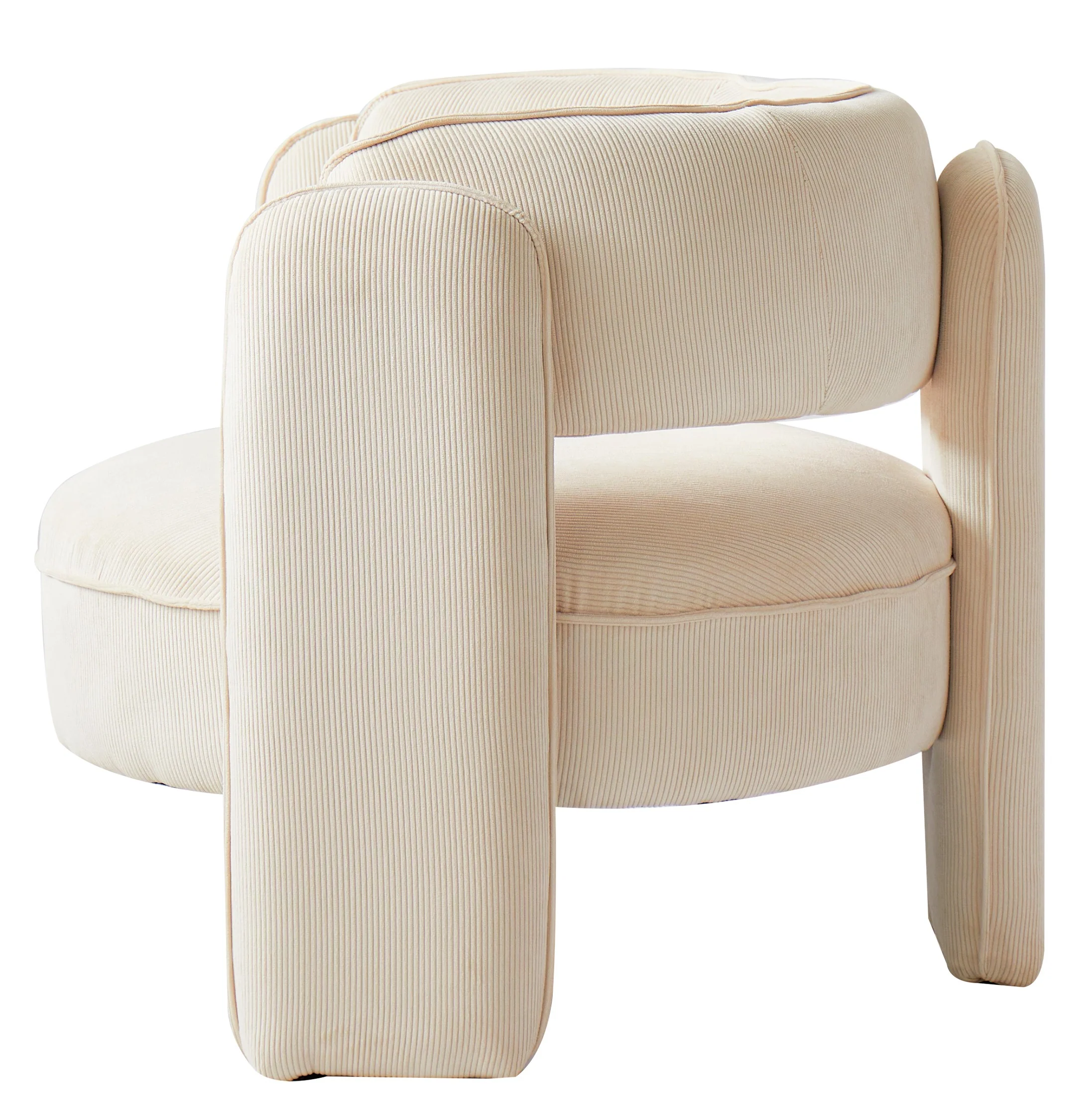 BANGUI - Fauteuil de salon en velours côtelé beige - Image 7