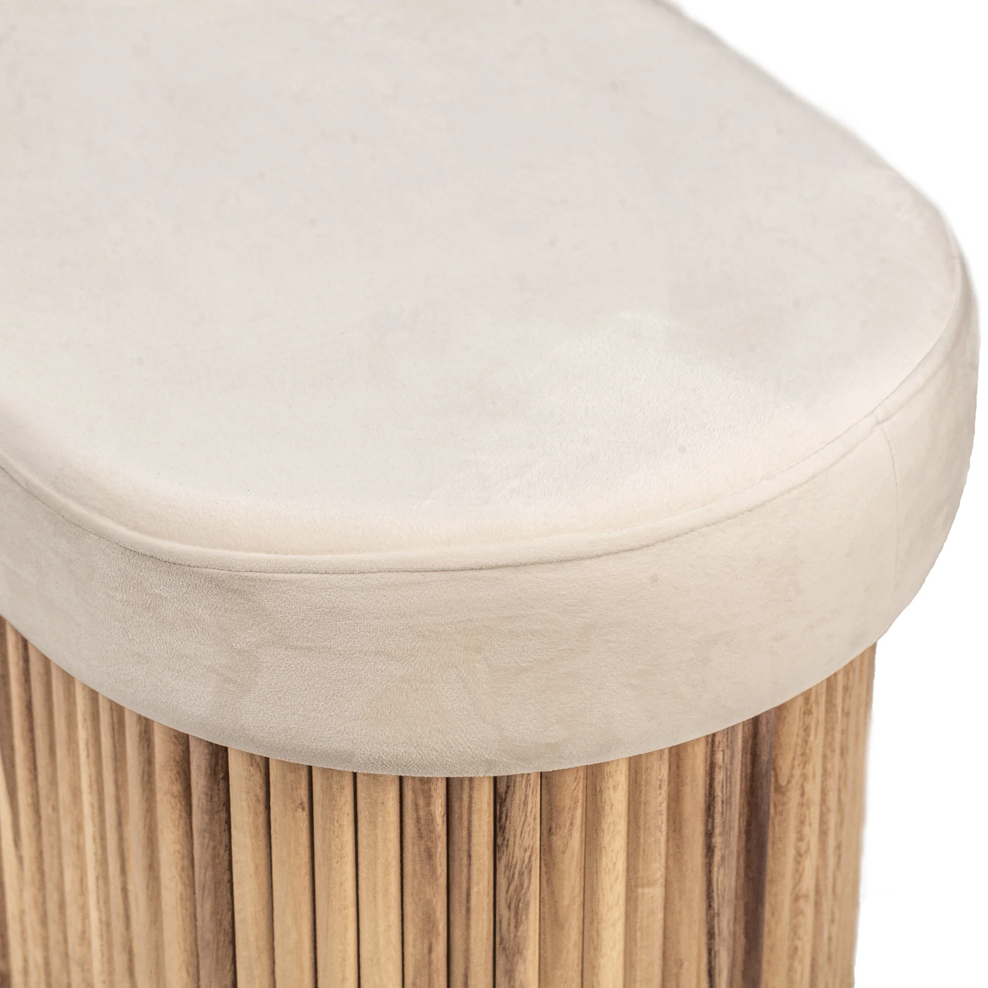 BAOTSU - Banc avec rangement en bois et velours beige - Image 6