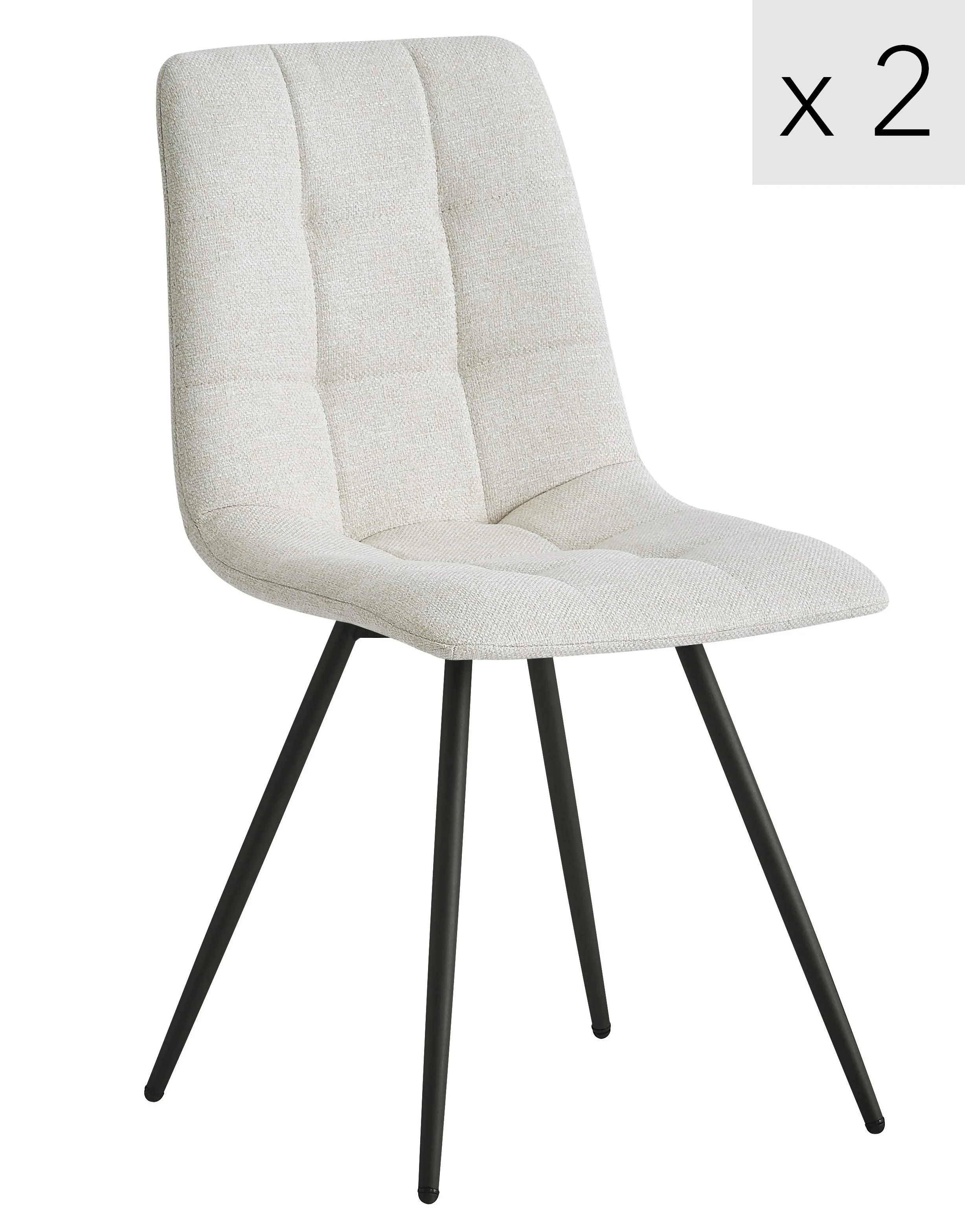 BJORN - Lot de 2 chaises en métal et tissu beige - Image 8