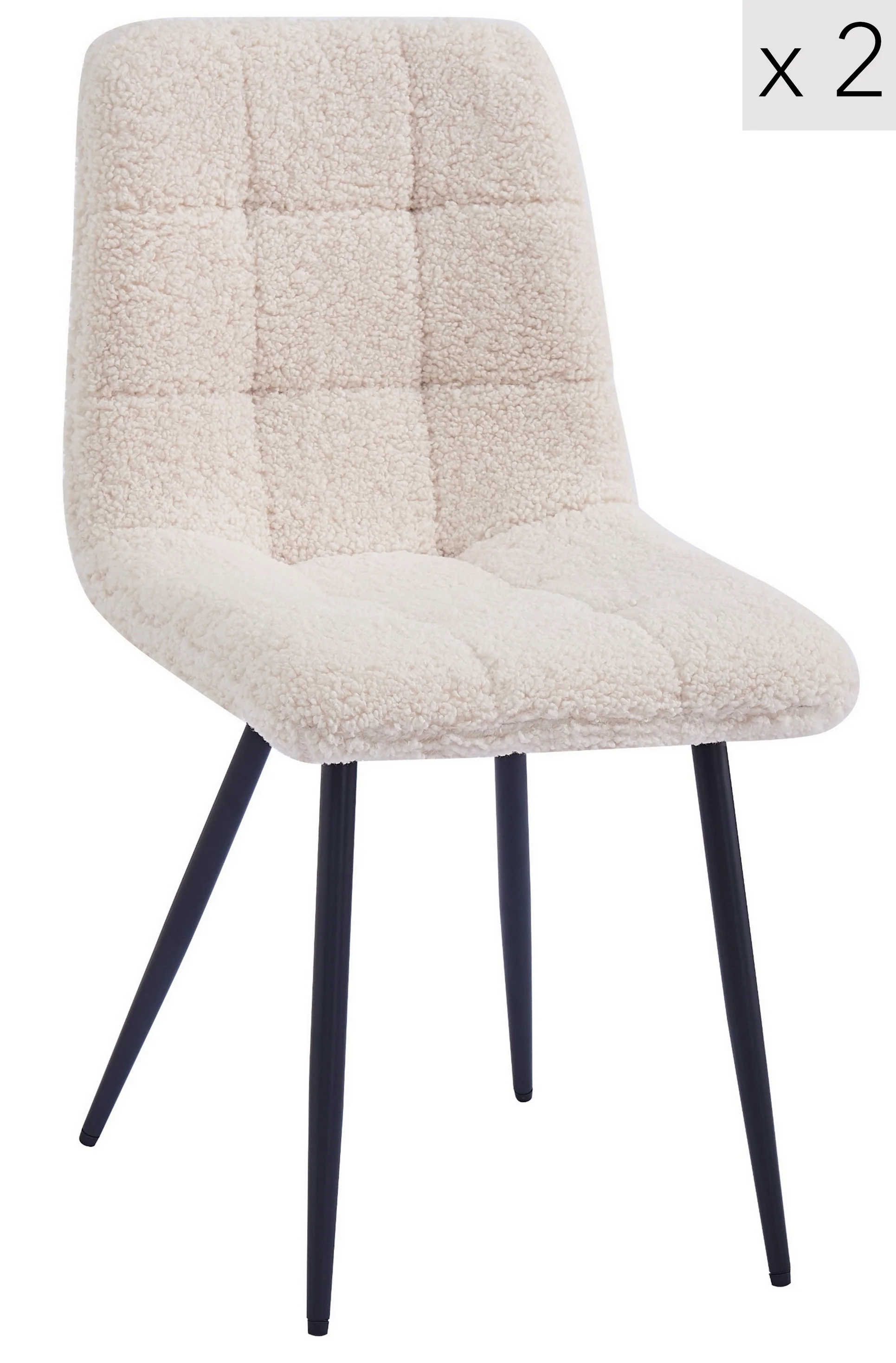 BJORN - Lot de 2 chaises en métal et bouclettes blanc - Image 7