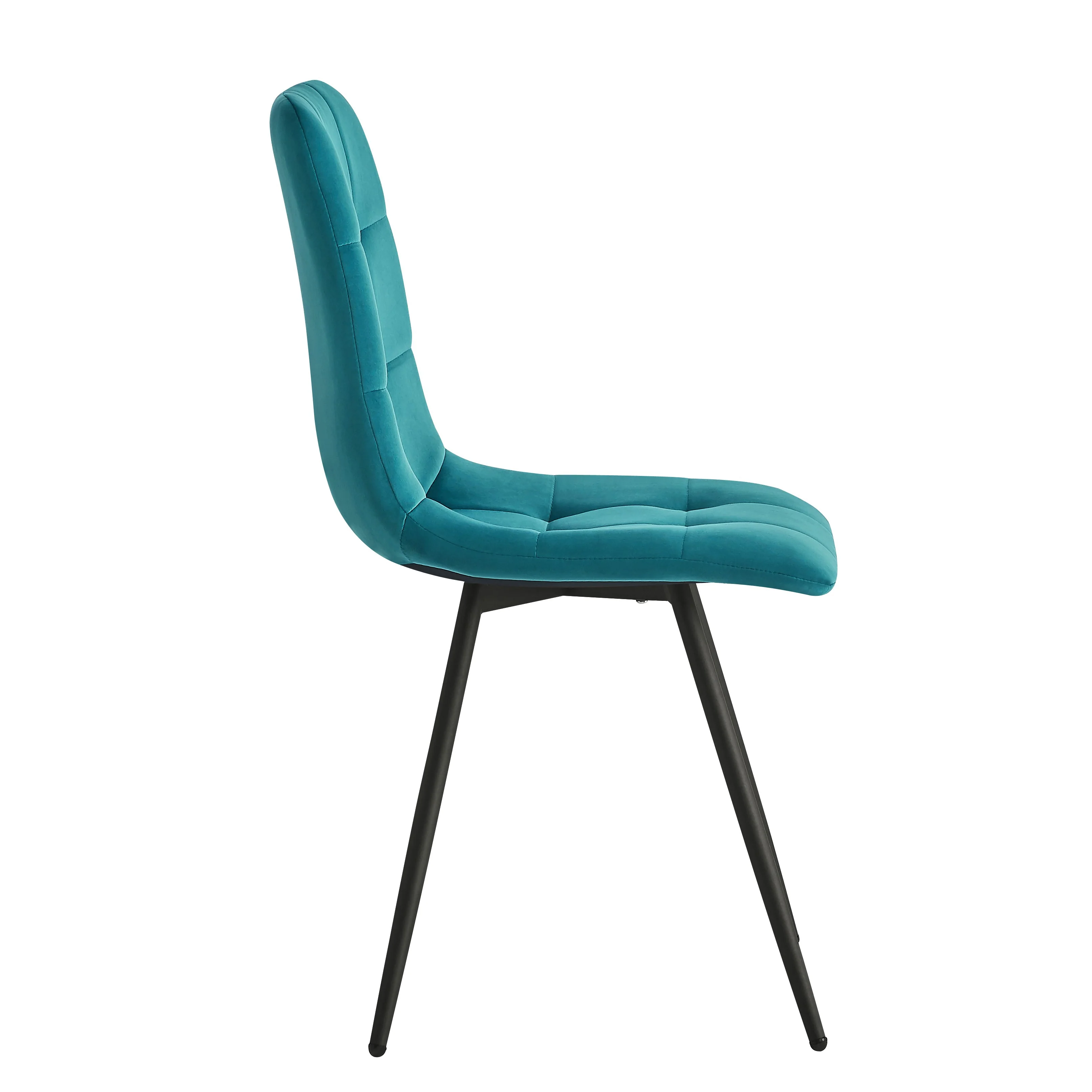 BJORN - Lot de 2 chaises en métal et velours bleu canard - Image 3