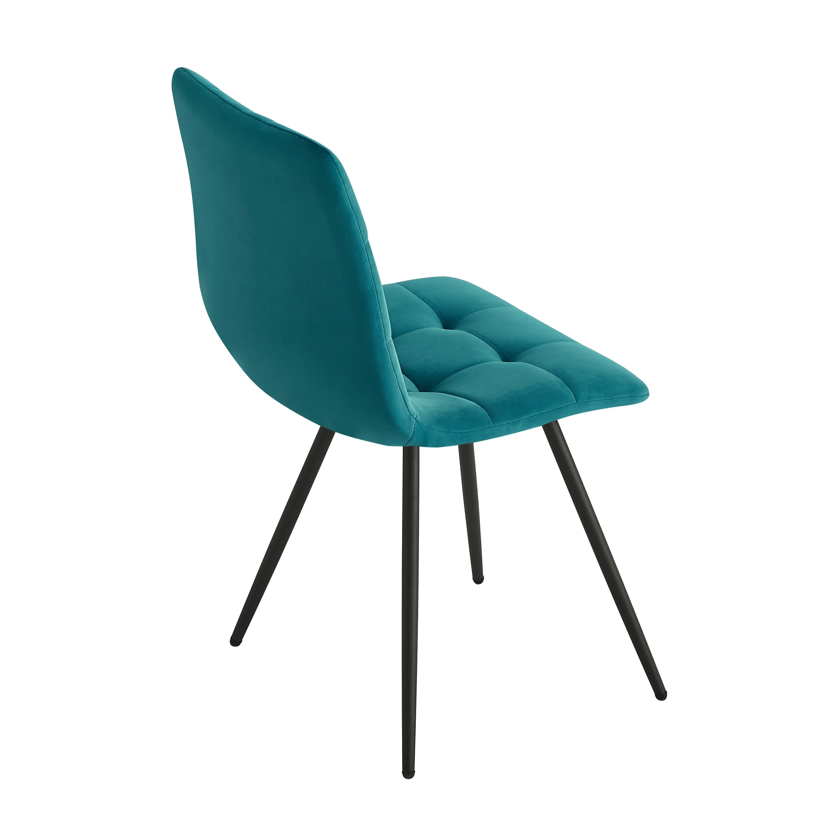 BJORN - Lot de 2 chaises en métal et velours bleu canard - Image 4
