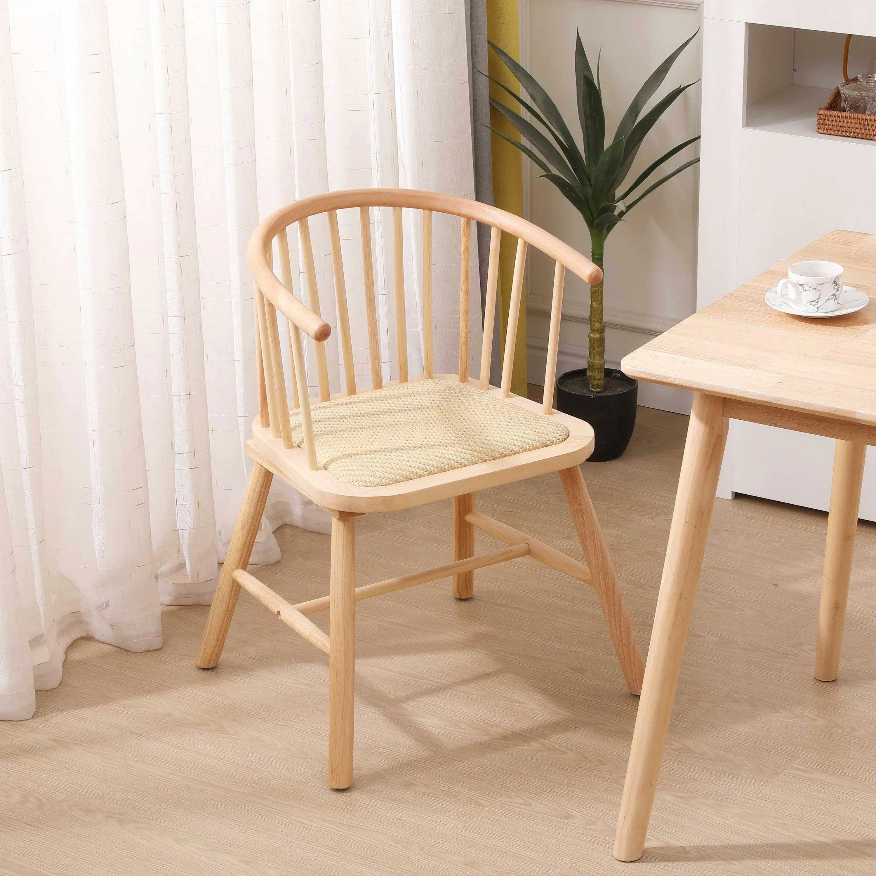 BOGOTA - Lot de 2 chaises en bois massif et rotin naturel - Image 3