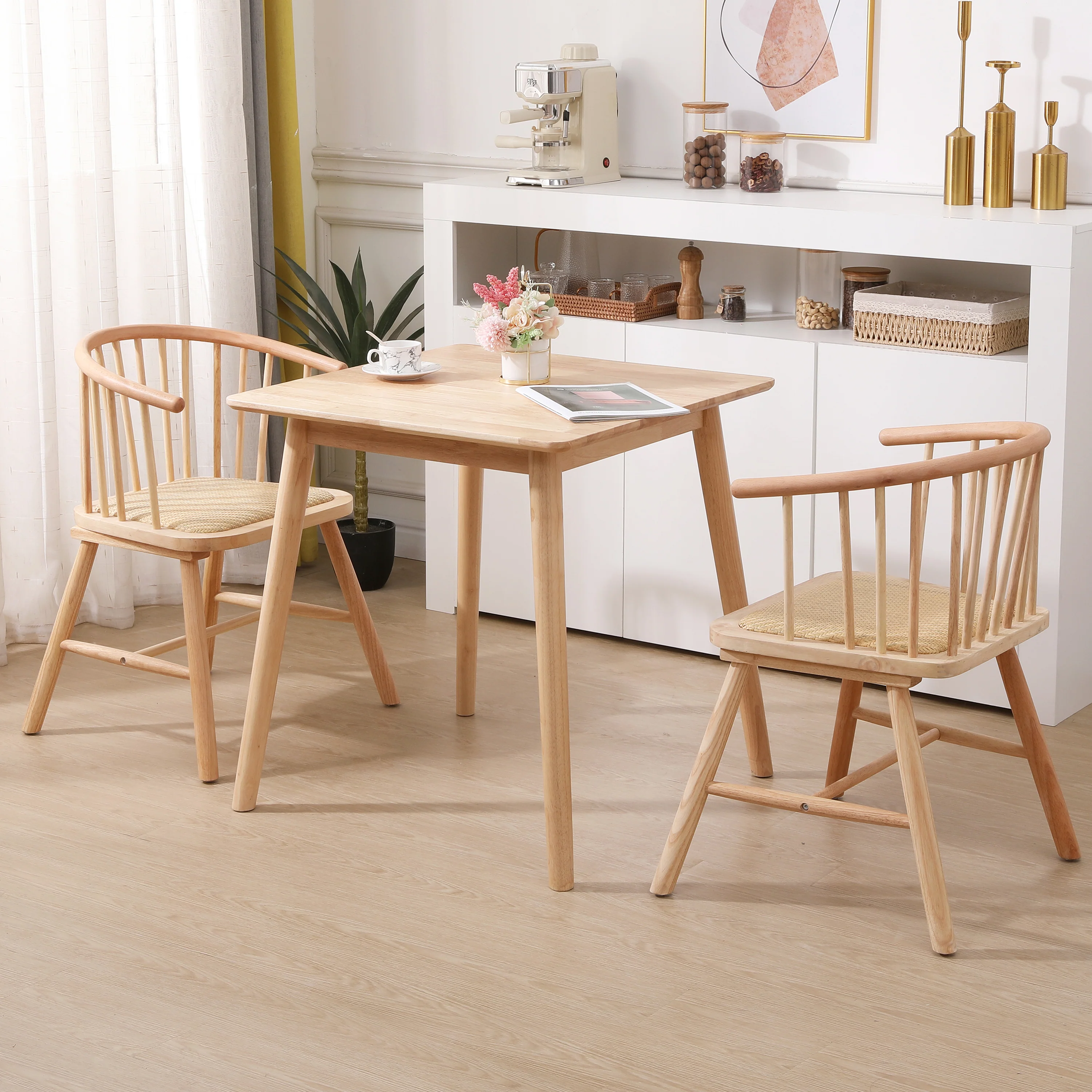 BOGOTA - Lot de 2 chaises en bois massif et rotin naturel - Image 9