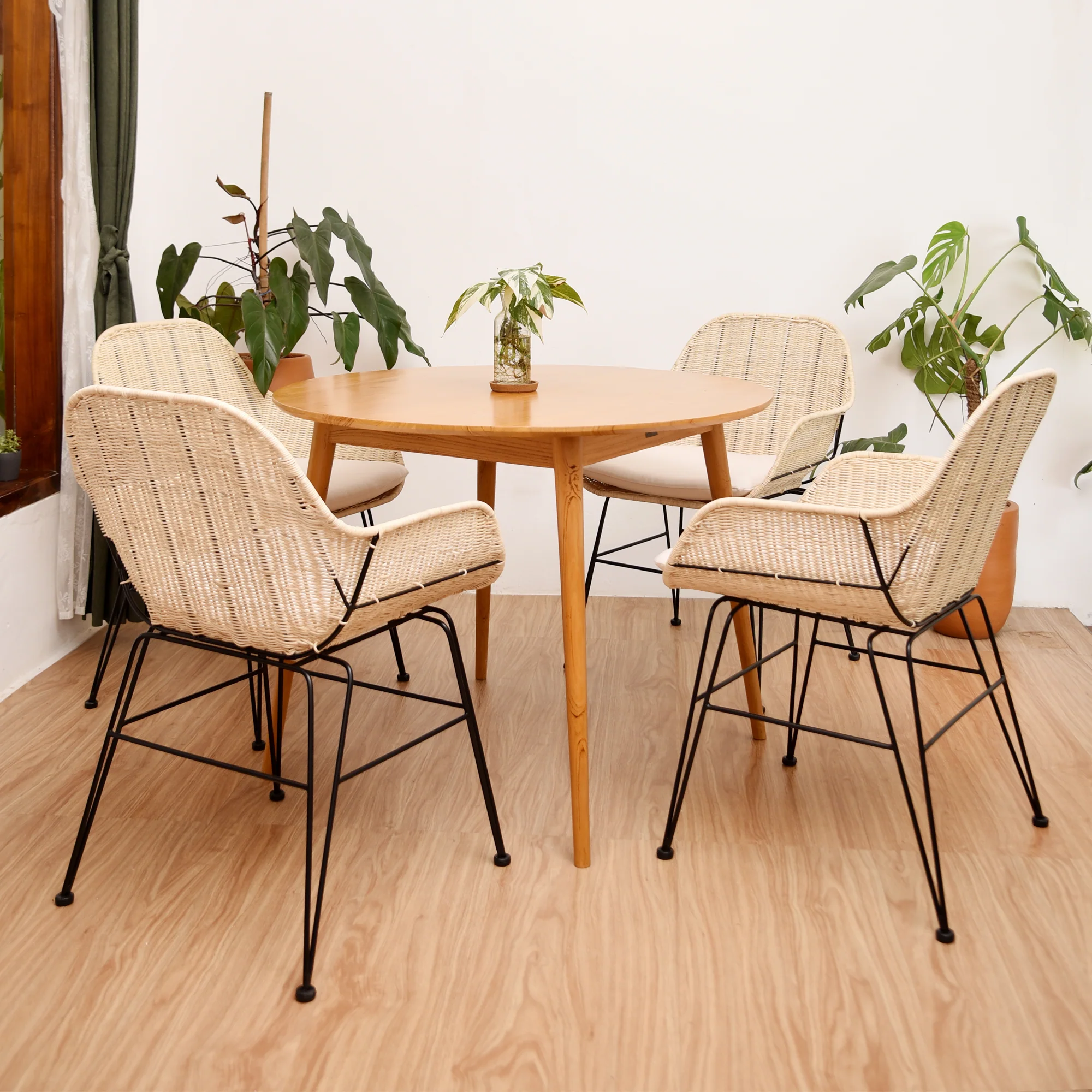 BOLA - Lot de 2 chaises de salle à manger design boheme en rotin naturel - Image 4