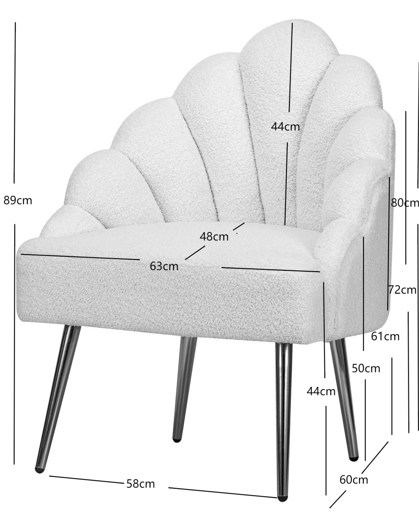 BOLGE - Fauteuil retro en métal et bouclettes blanches - Image 5