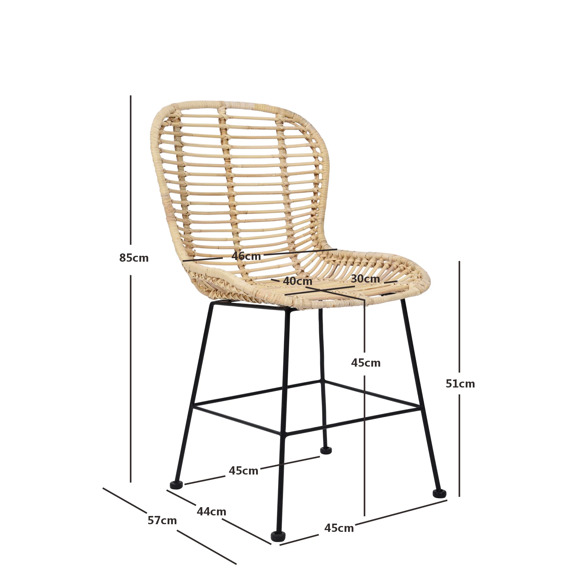 BORONG - Lot de 2 chaises de salle à manger design boheme en rotin naturel - Image 5