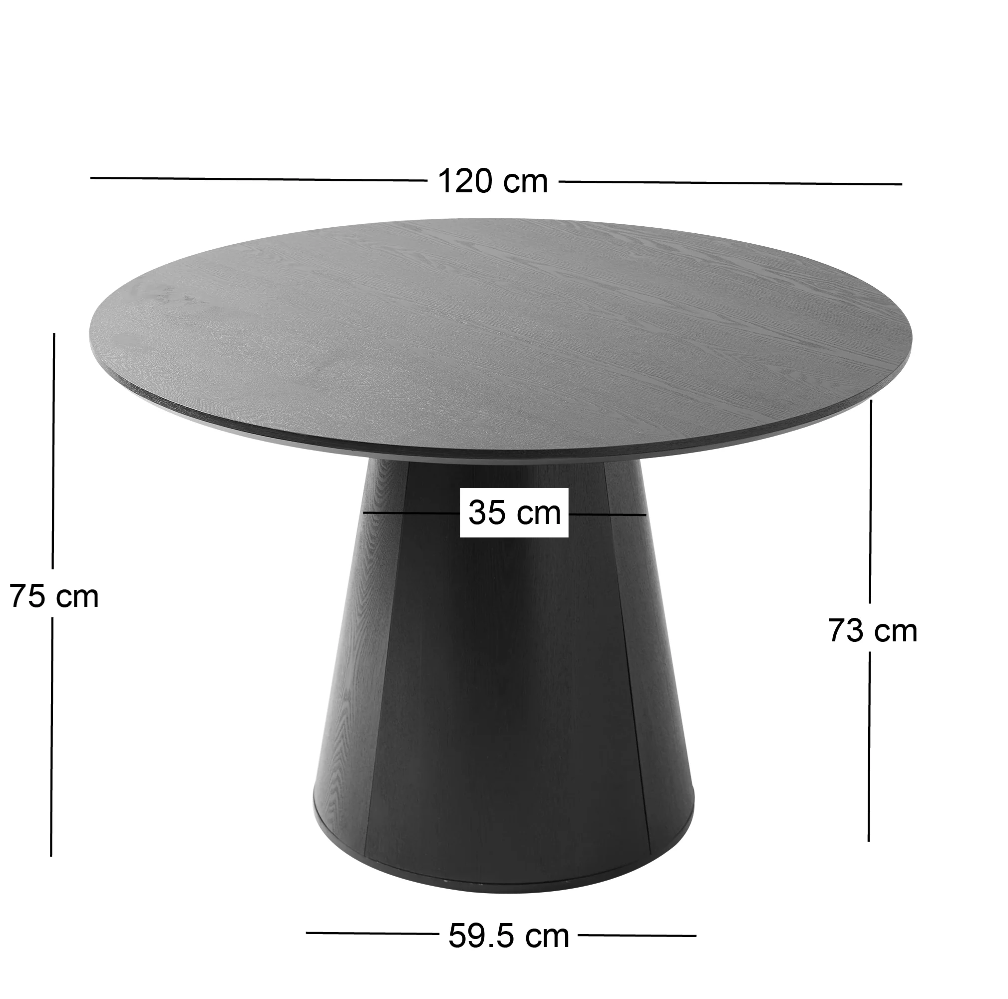 CALI - Table à manger 6 personnes ronde en bois noir - Image 4