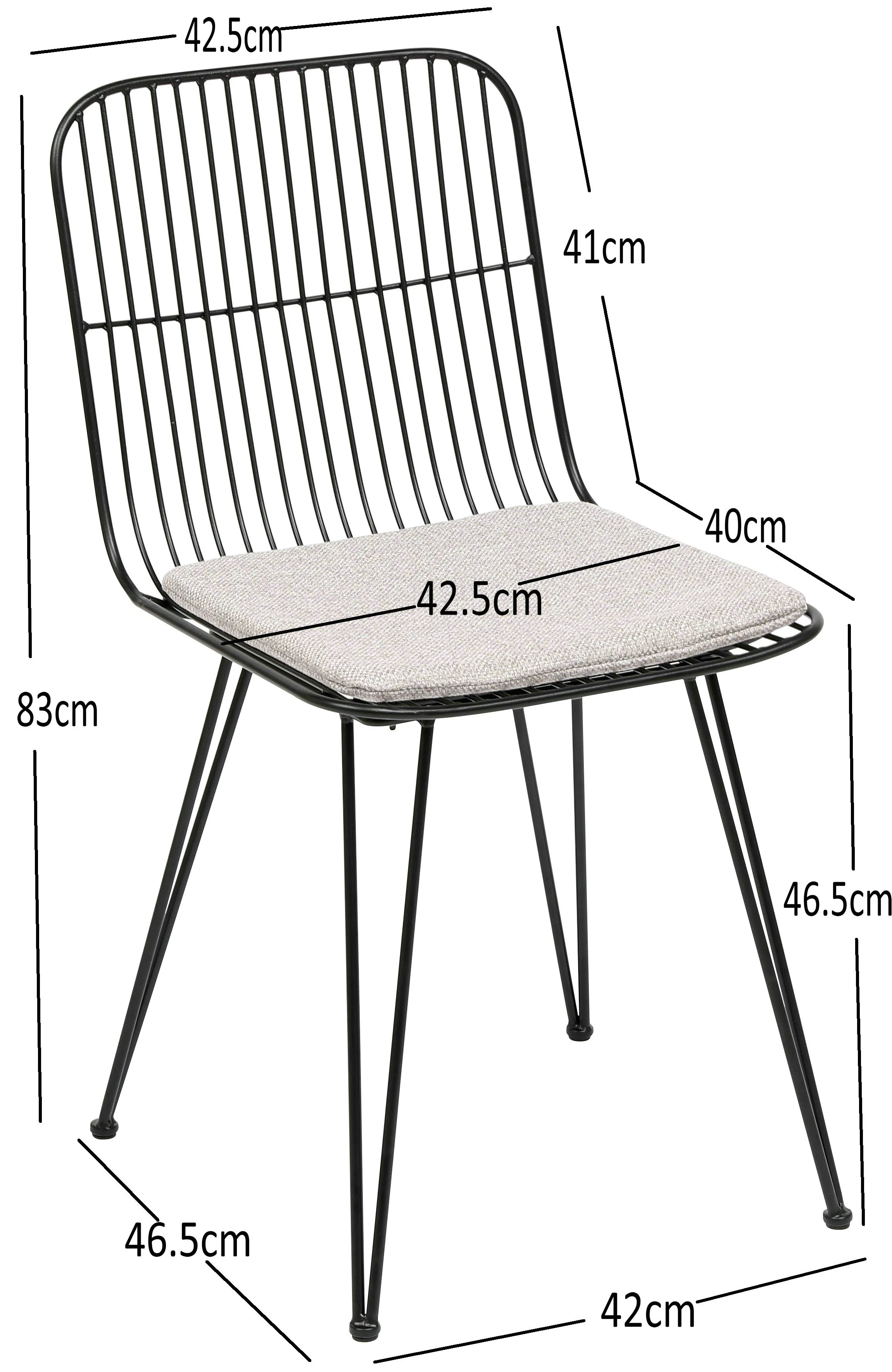 CHESTER - Lot de 2 chaises industrielles filaires en métal noir - Image 3