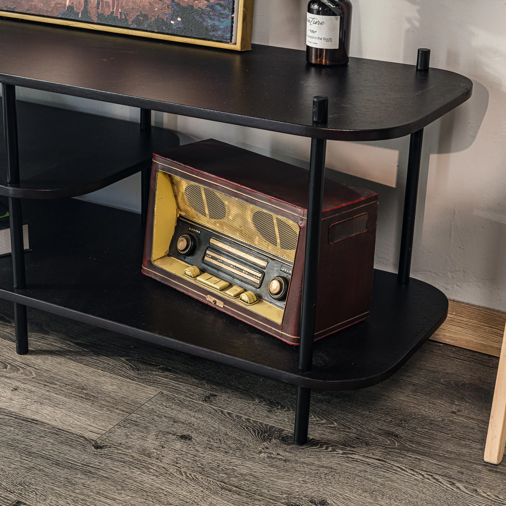 COLEMAN - Meuble TV style moderne en métal et bois noir - Image 8