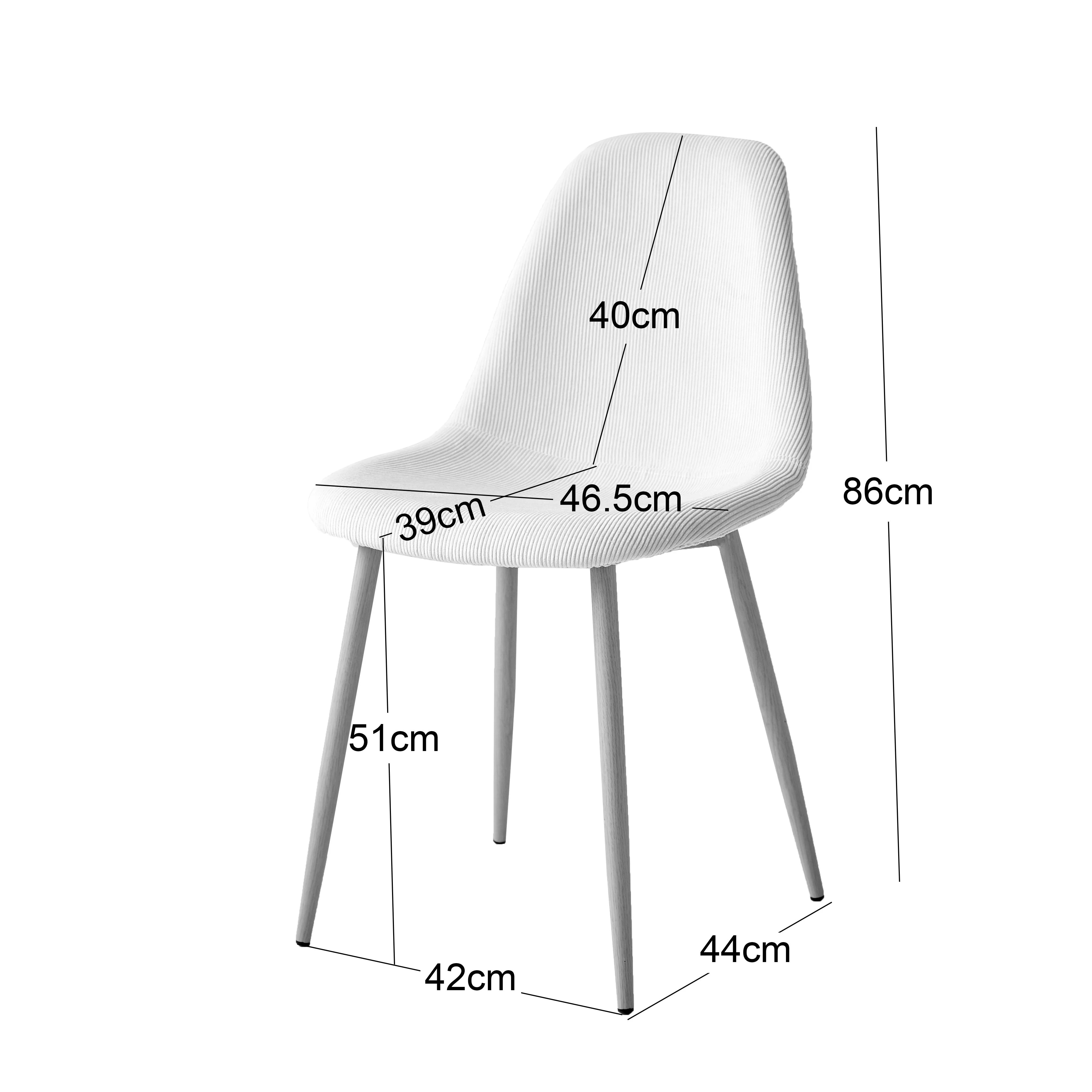 COPENHAGEN - Lot de 4 chaises en métal et velours côtelé beige - Image 5