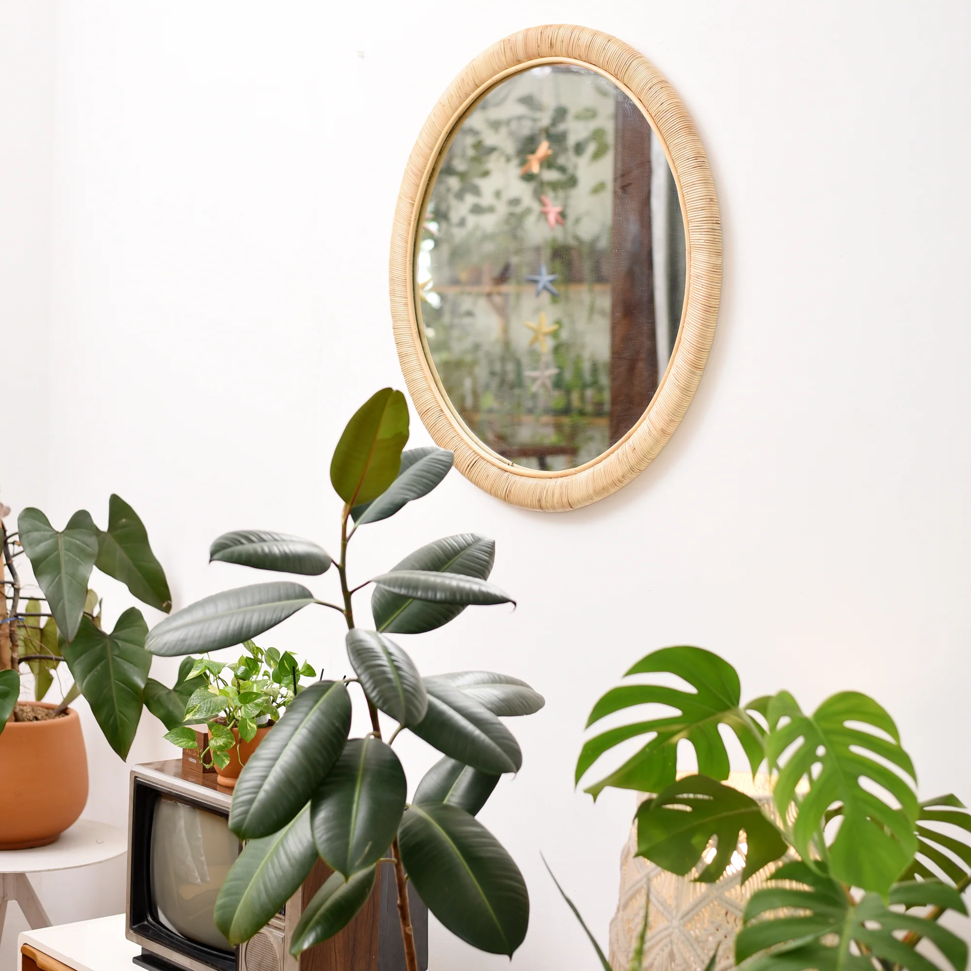 DARWIN - Miroir rond Ø 75 cm en rotin naturel - Image 5