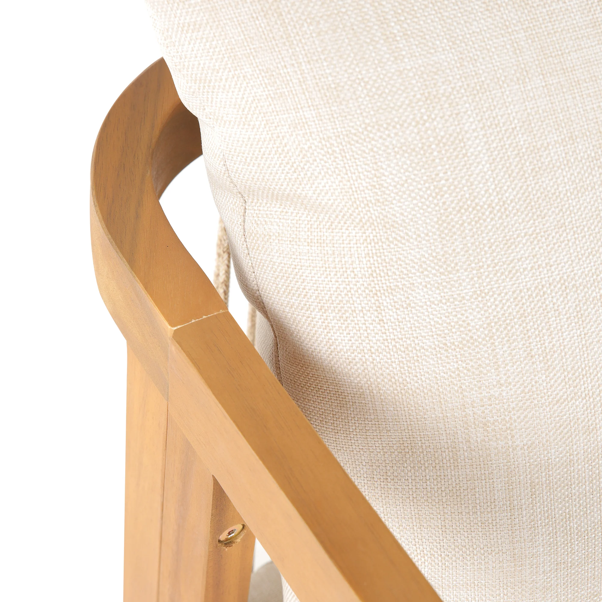 DELGADO - Lot de 2 chaises de jardin en bois massif et tissu beige - Image 8