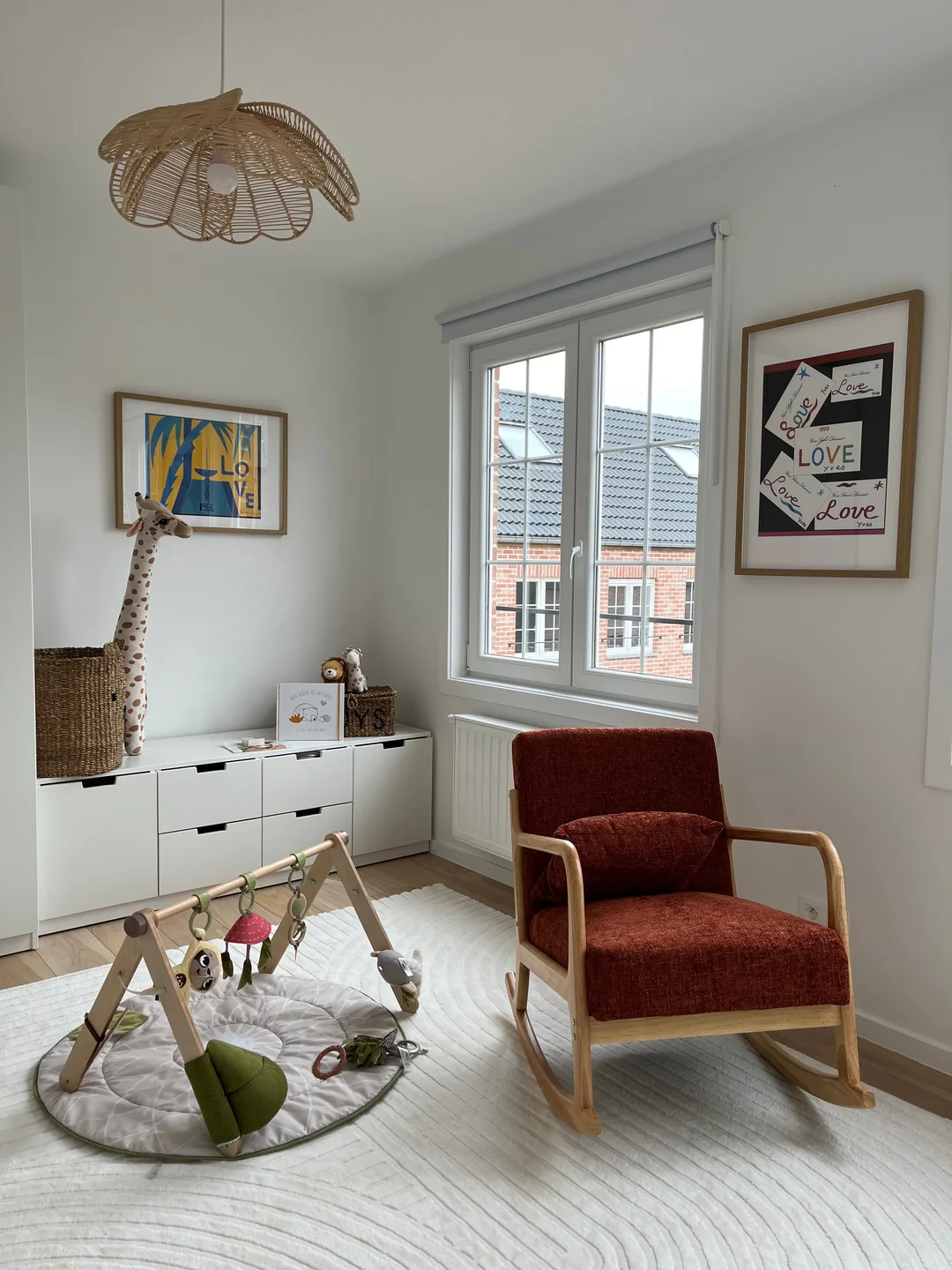 DIANA - Rocking chair en bois massif et tissu terracotta - Image 8