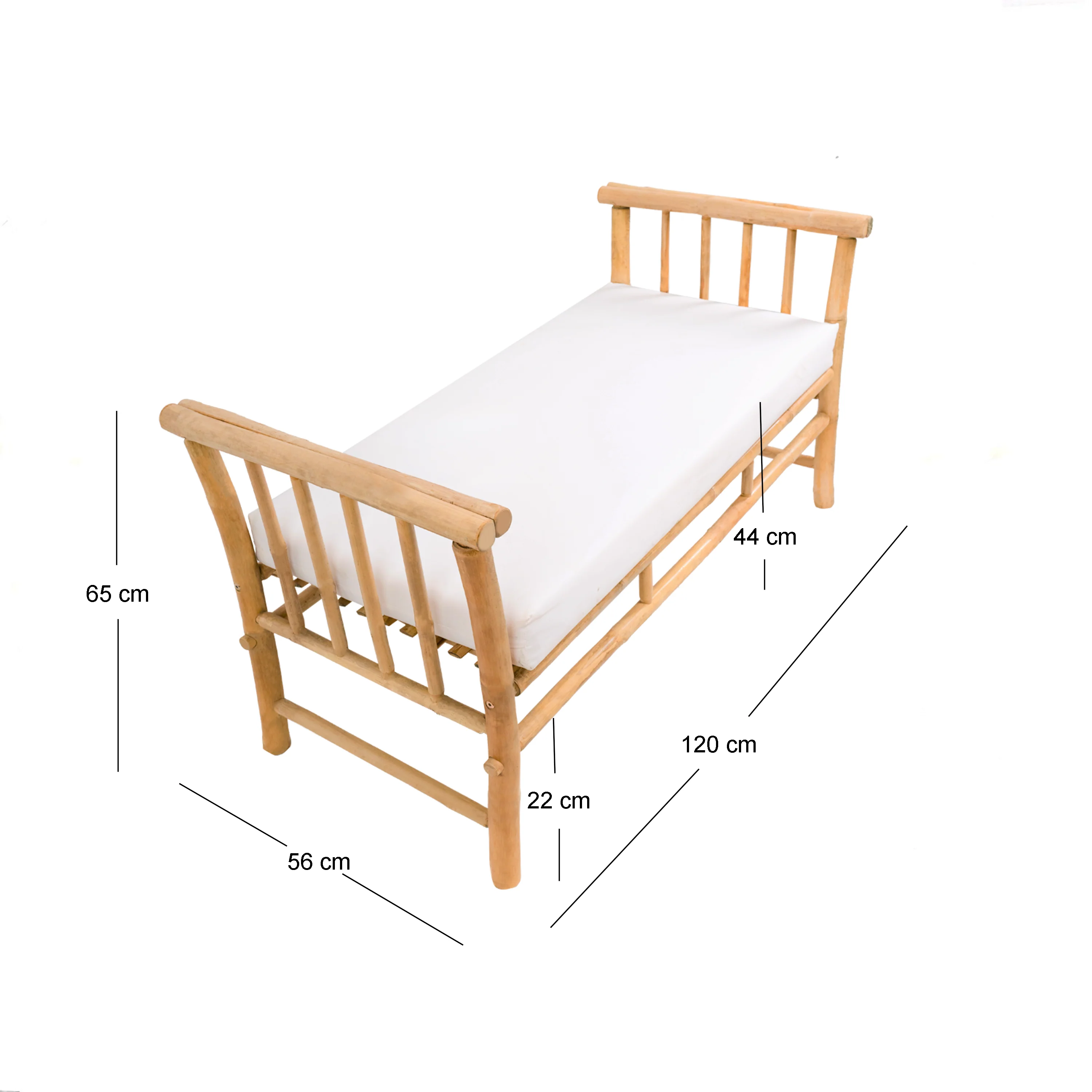 DILI - Banc en bambou massif et tissu beige - Image 3