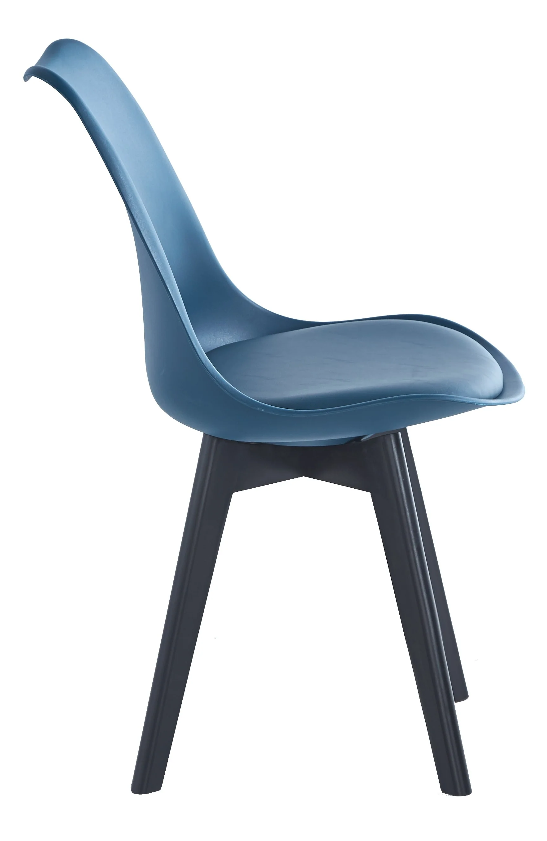 ESBJERG - Lot de 4 chaises scandinaves en bois et polypropylène bleu - Image 3