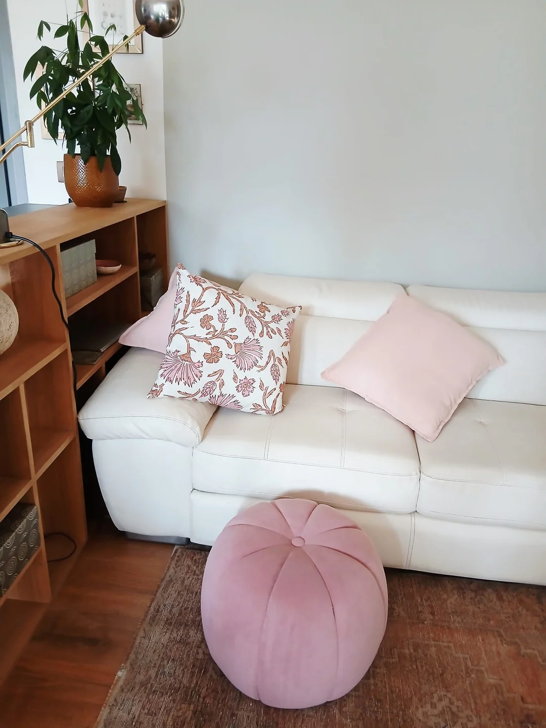 FJORD - Pouf en velours rose avec rayures - Image 7