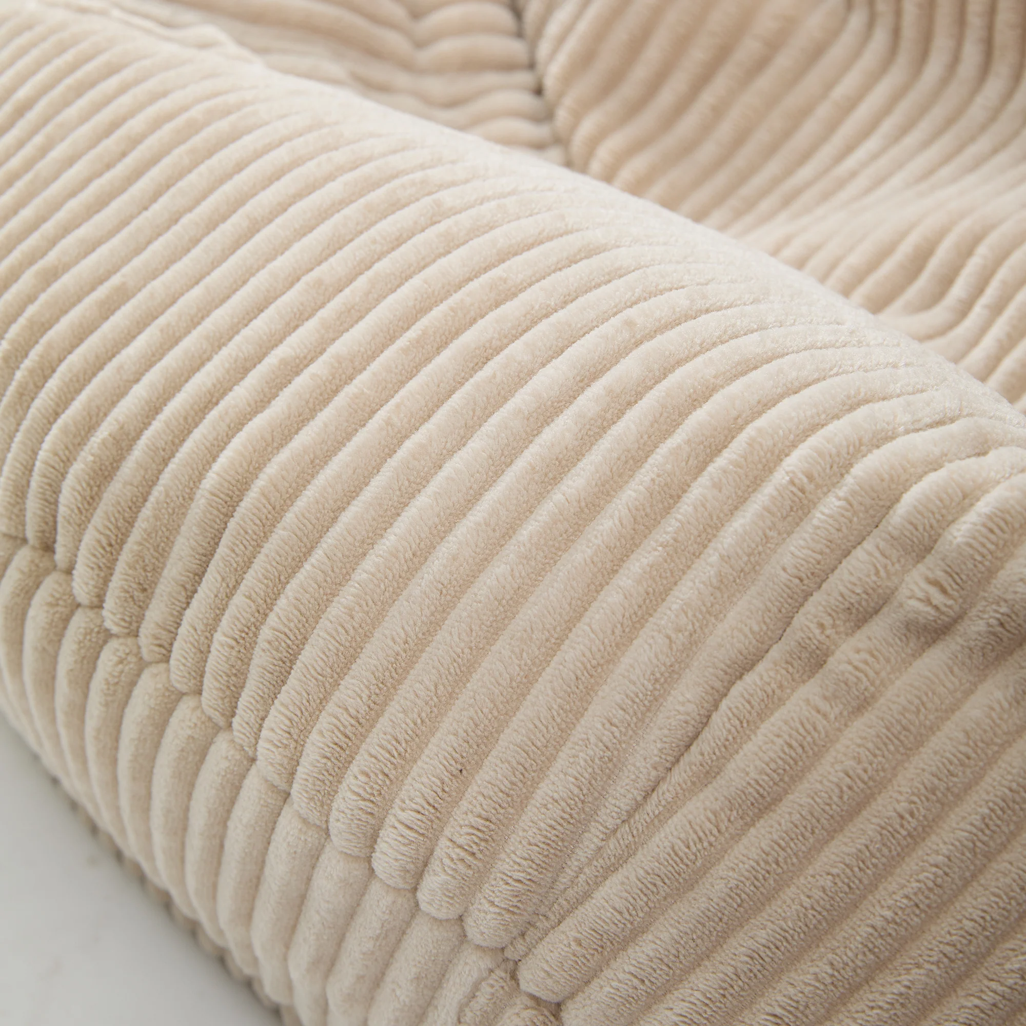 FLOBY - Pouf en velours côtelé beige - Image 9