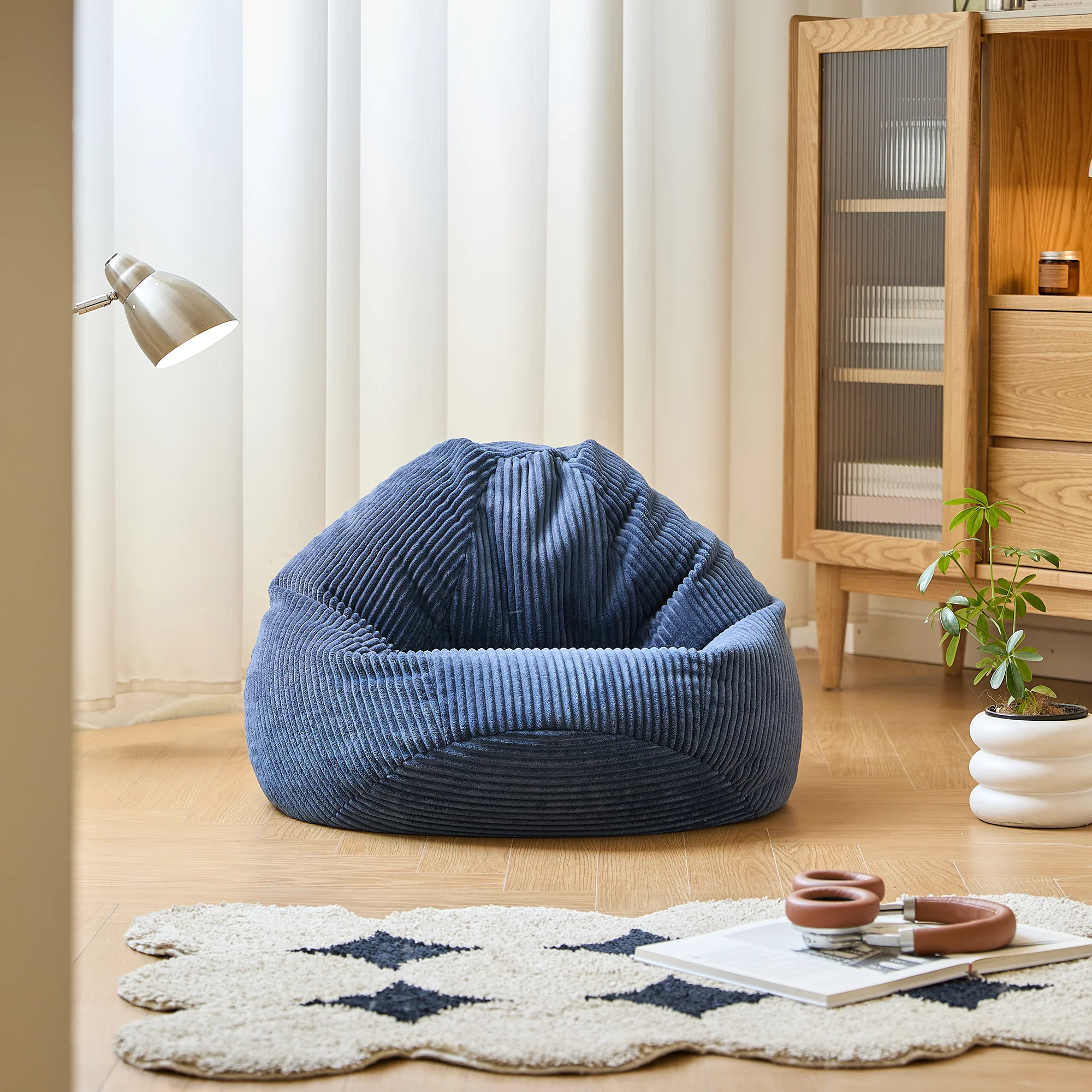 FLOBY - Pouf en velours côtelé bleu - Image 3