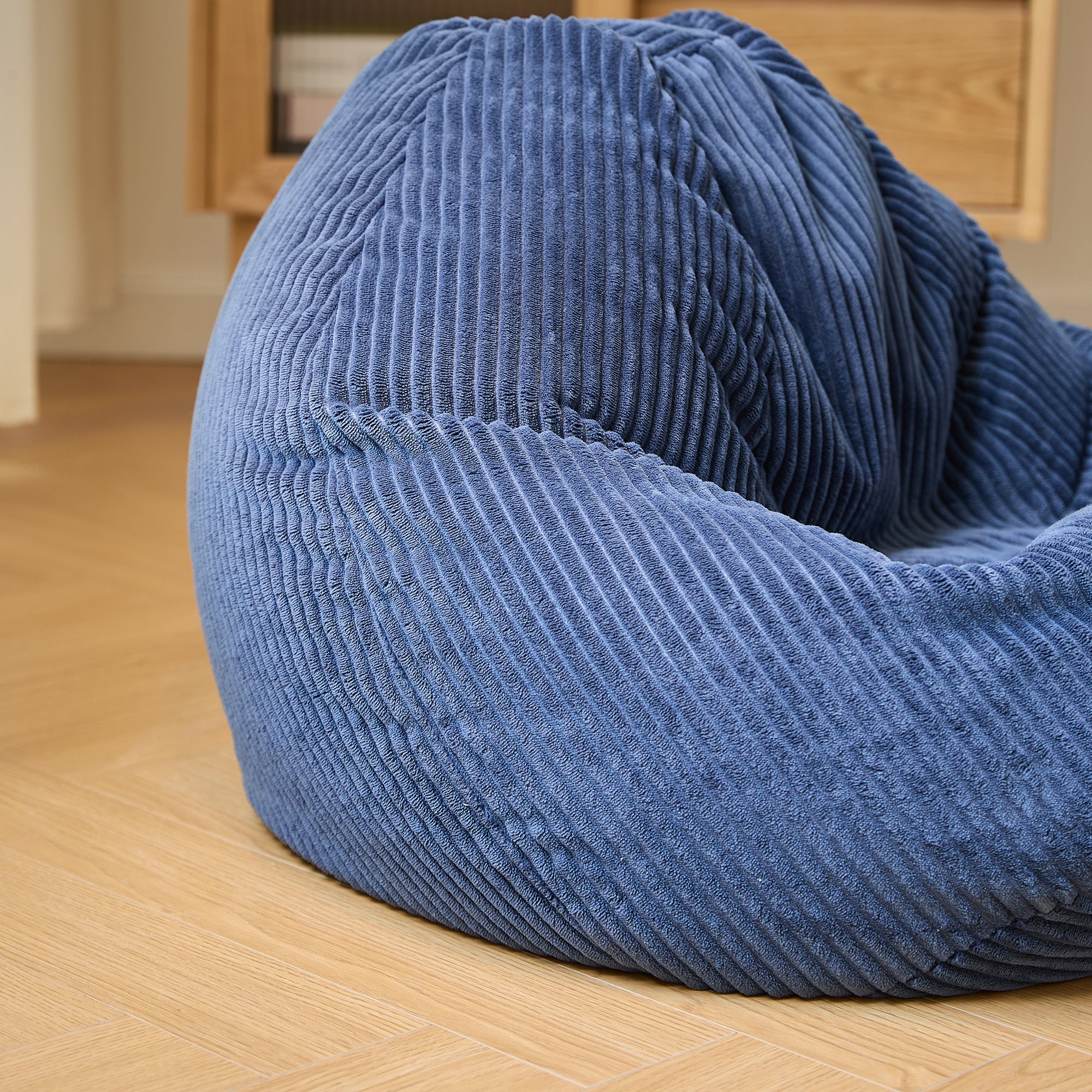 FLOBY - Pouf en velours côtelé bleu - Image 6