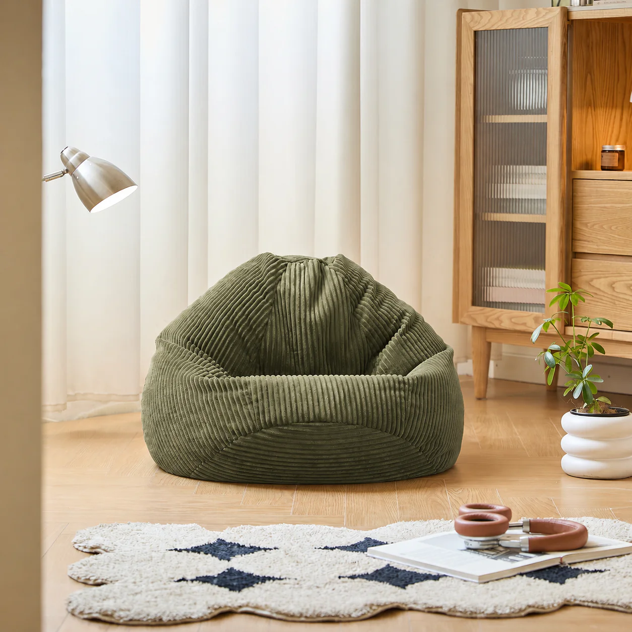 FLOBY - Pouf en velours côtelé vert - Image 5