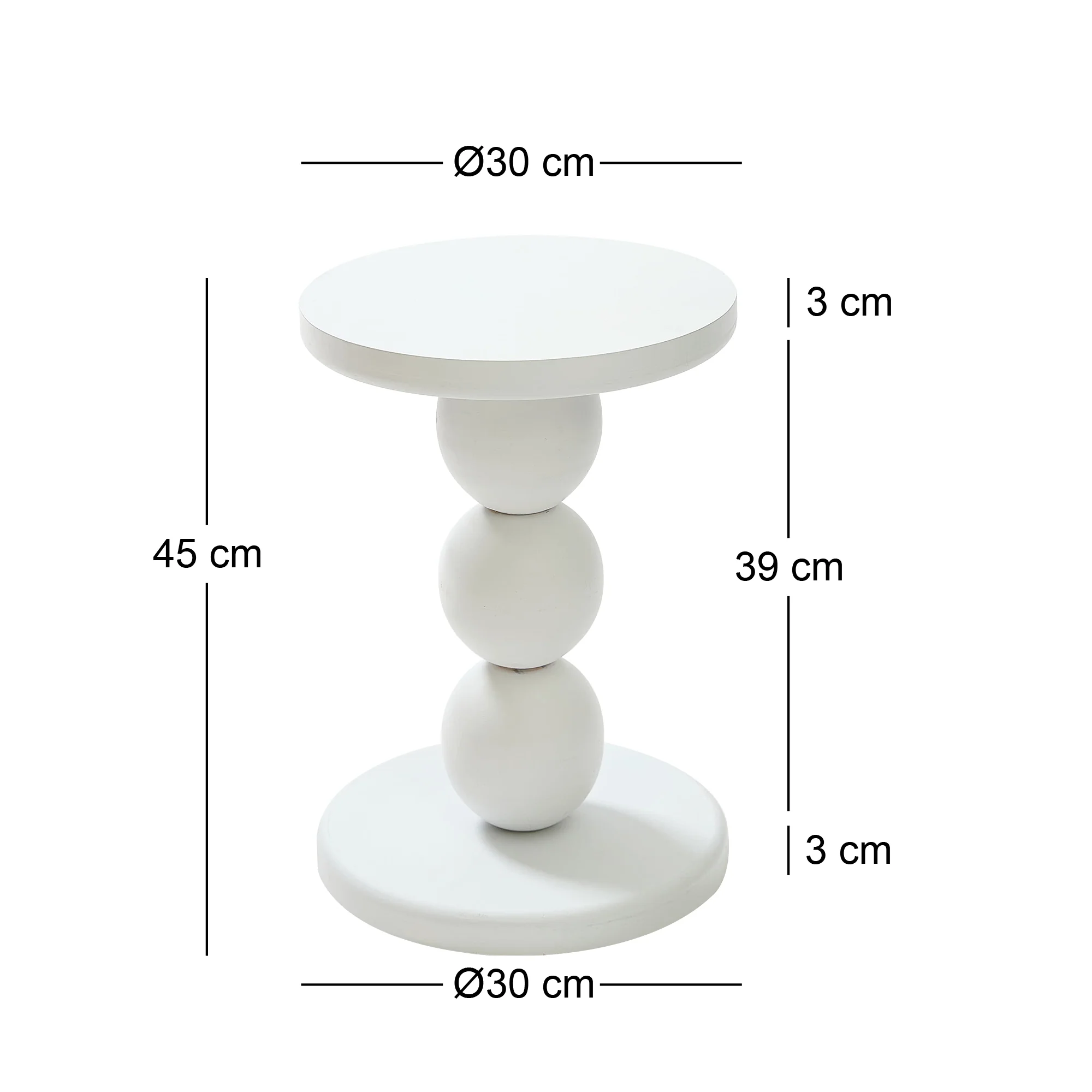GAVLE - Table d'appoint ronde en bois blanc - Image 4