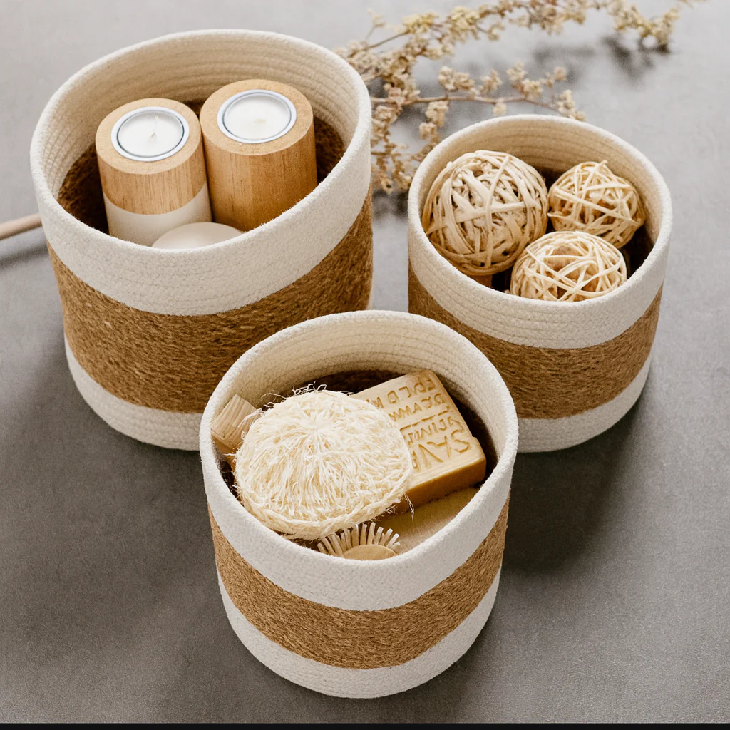 GRETA - Set de 3 paniers de rangement en jute naturelle - Image 3