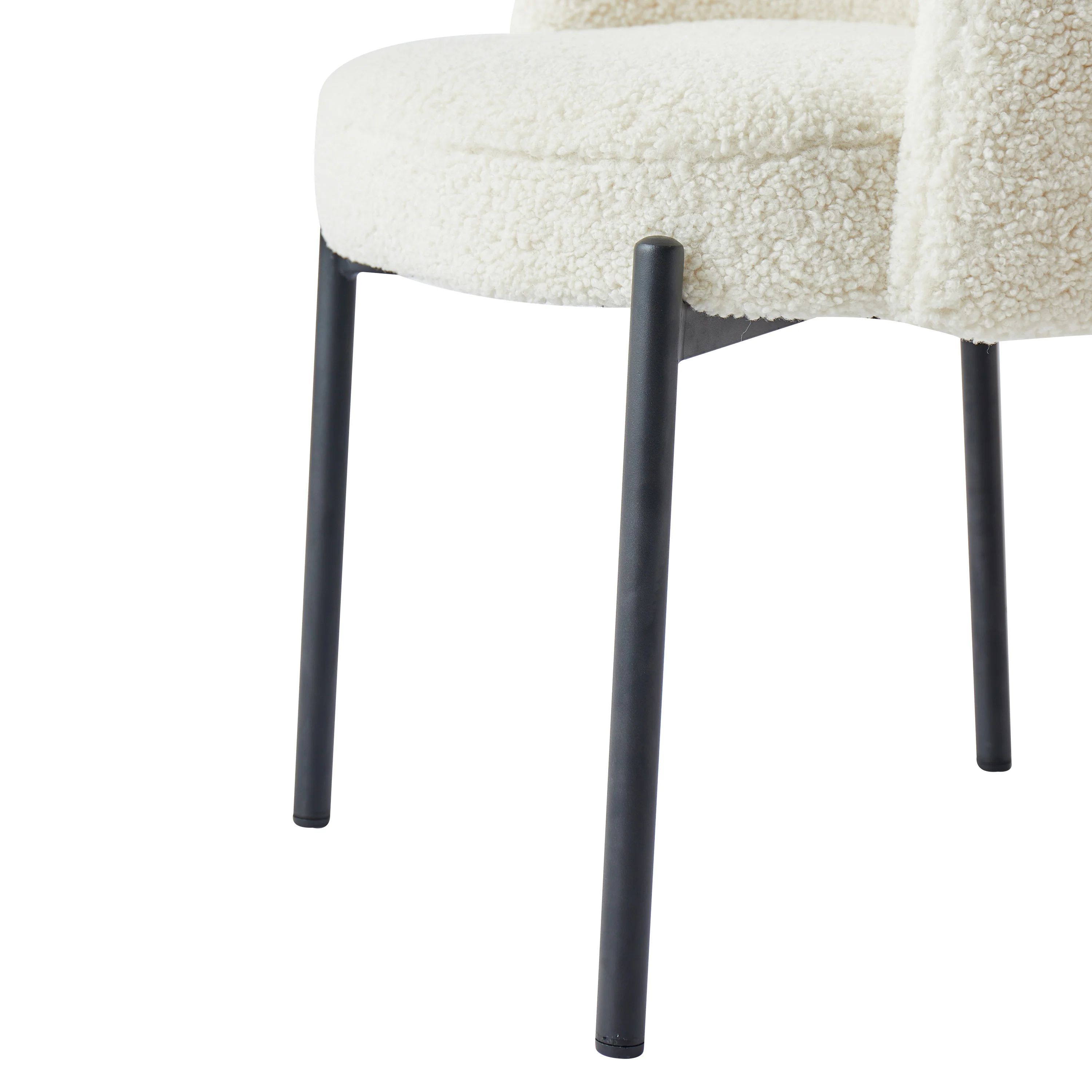 GRIMSTAD - Lot de 2 chaises scandinaves en métal et bouclettes blanches - Image 4