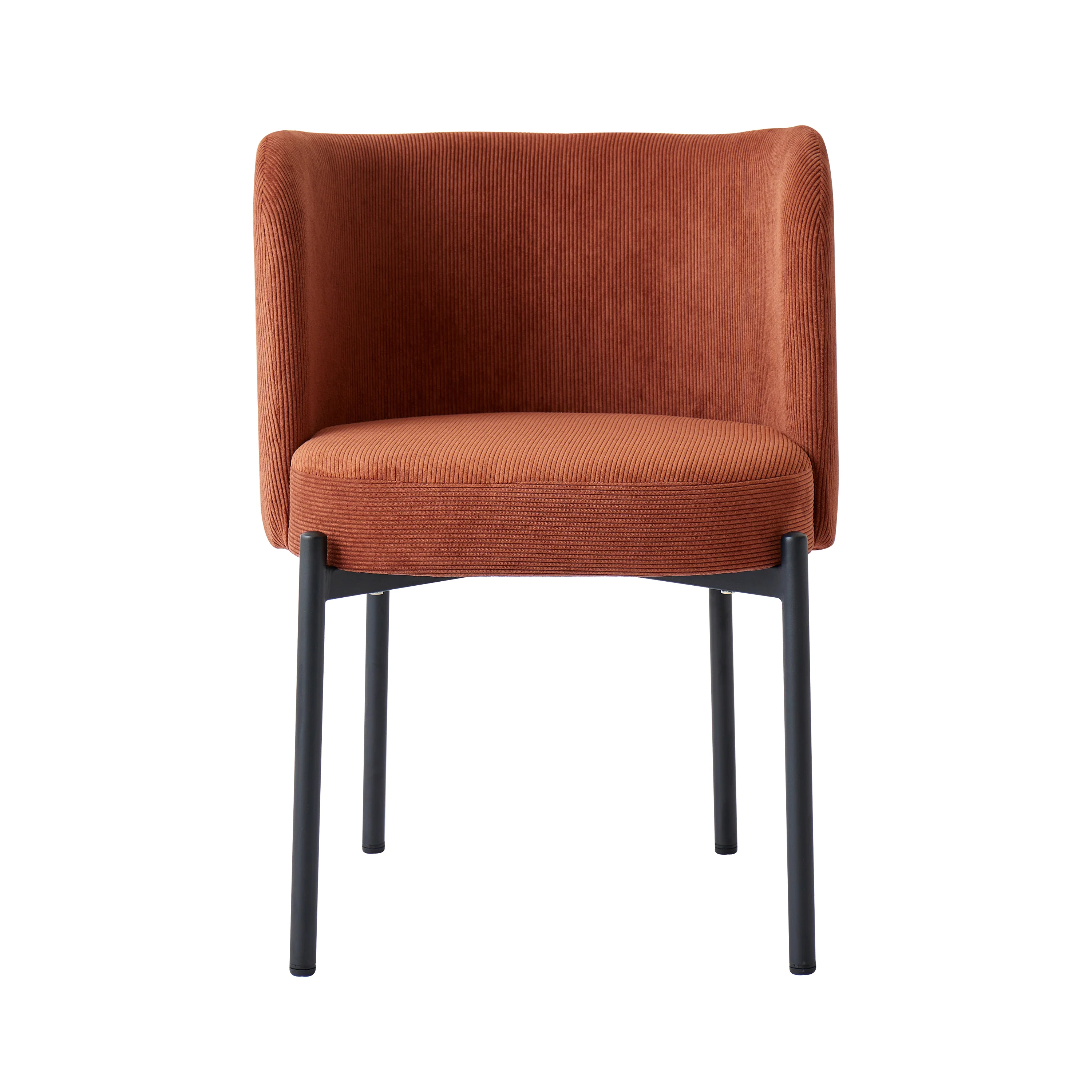 GRIMSTAD - Lot de 2 chaises scandinaves en métal et velours côtelé terracotta - Image 4