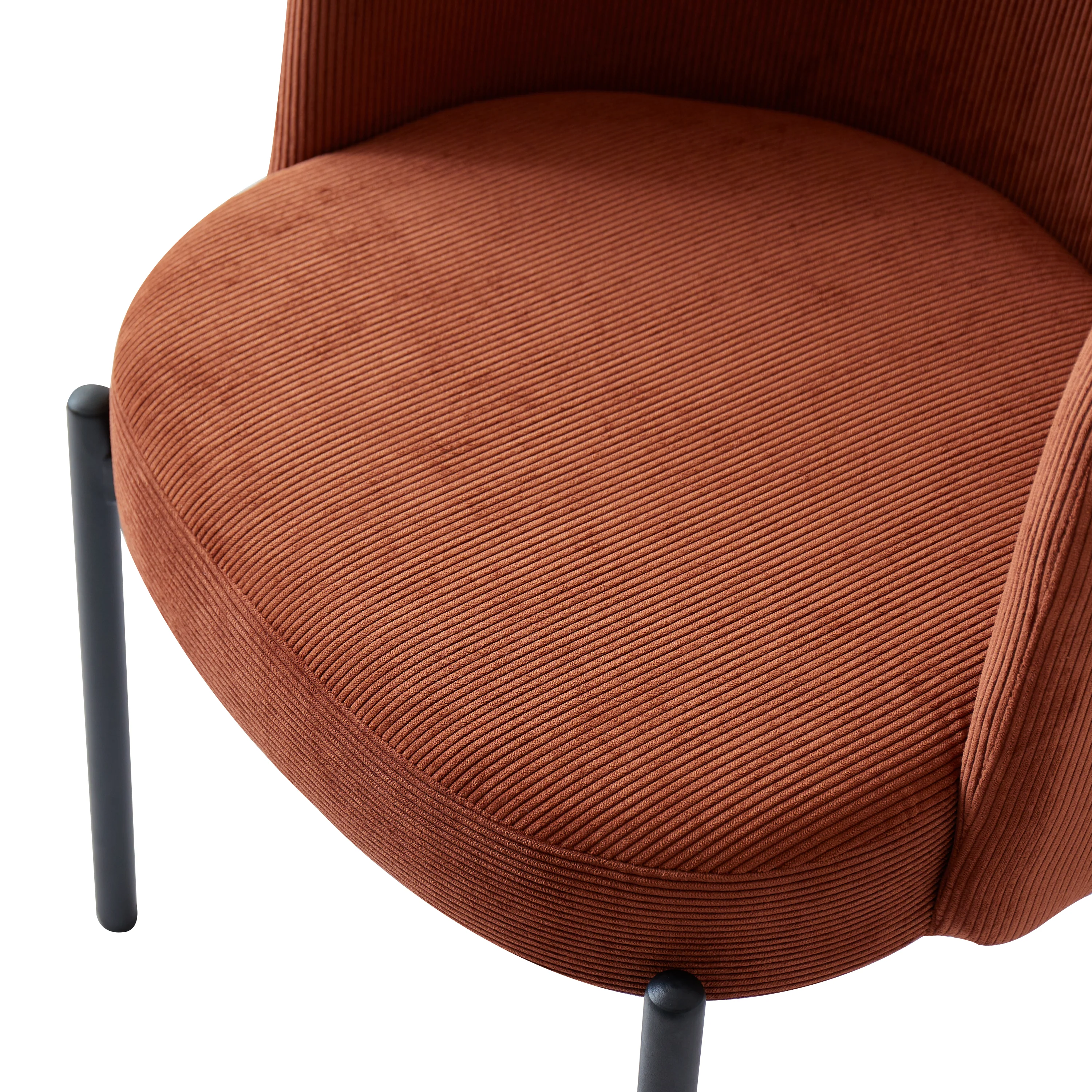 GRIMSTAD - Lot de 2 chaises scandinaves en métal et velours côtelé terracotta - Image 5