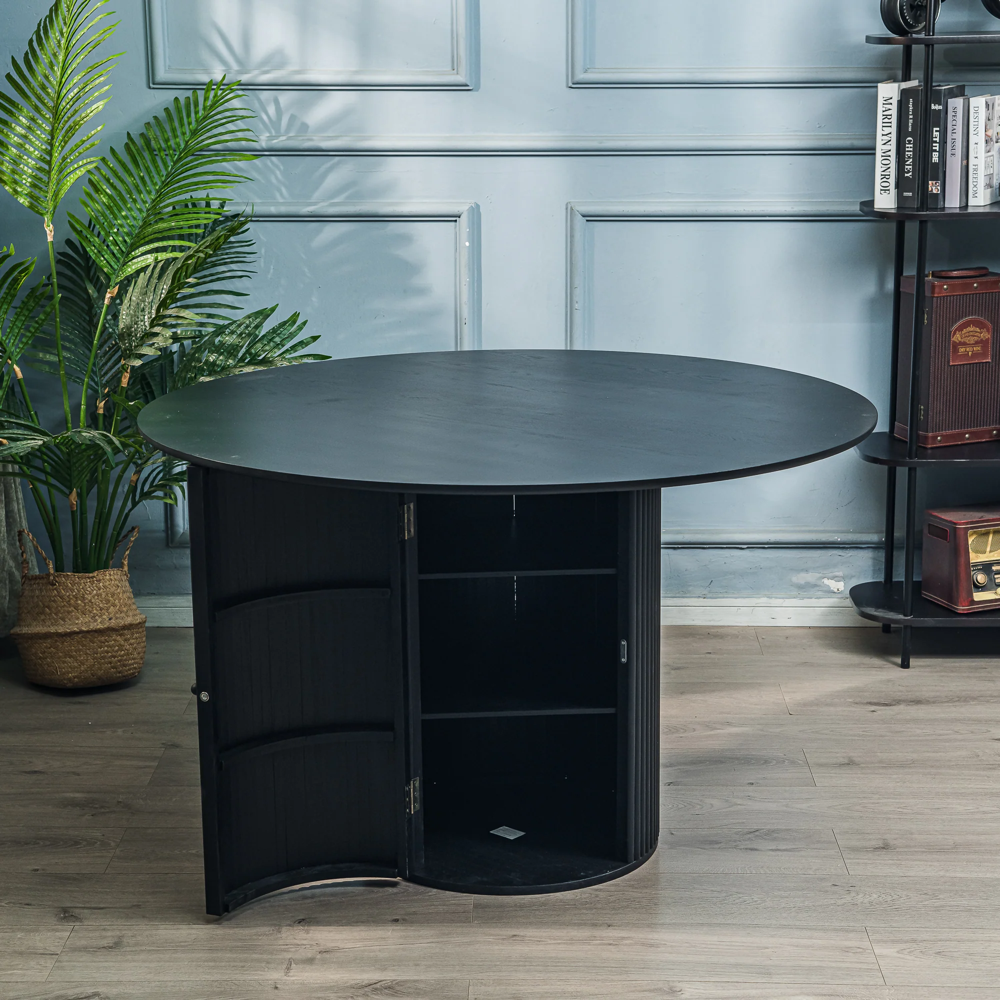 HAVANA - Table a manger ronde 6 personnes en pin massif noir D120 - Image 6