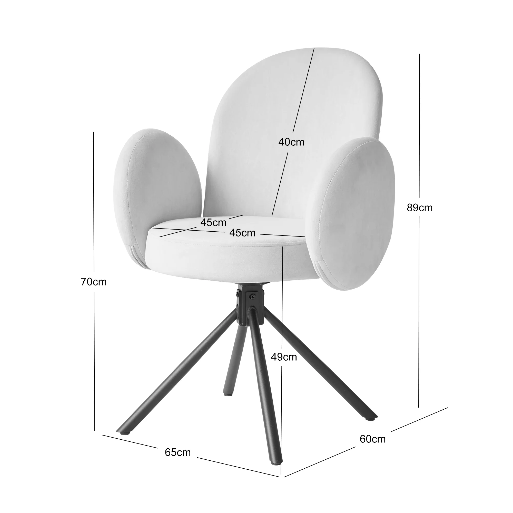 HELSINKI - Lot de 2 chaises swivel rotatives en velours beige et metal - Image 4