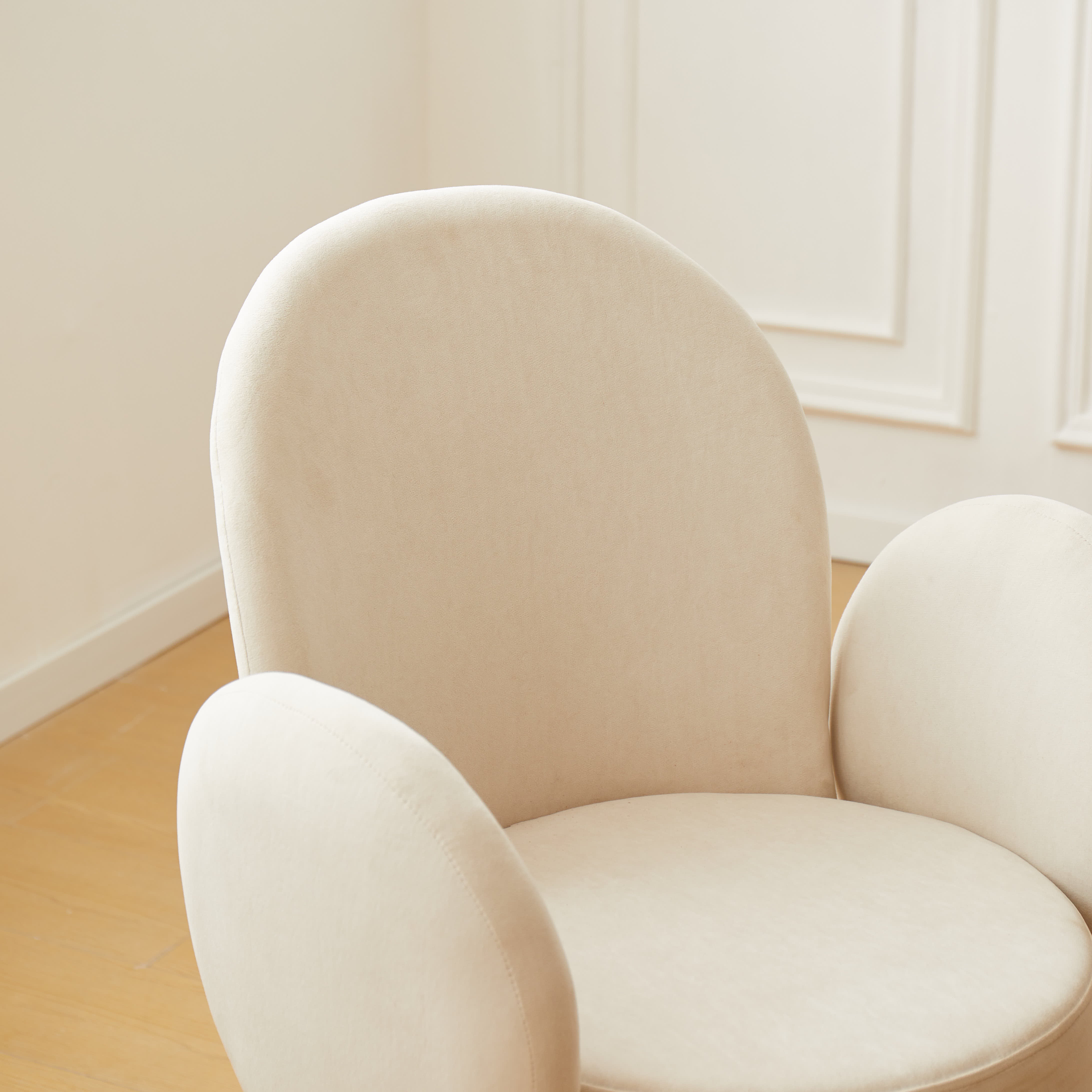 HELSINKI - Lot de 2 chaises swivel rotatives en velours beige et metal - Image 5