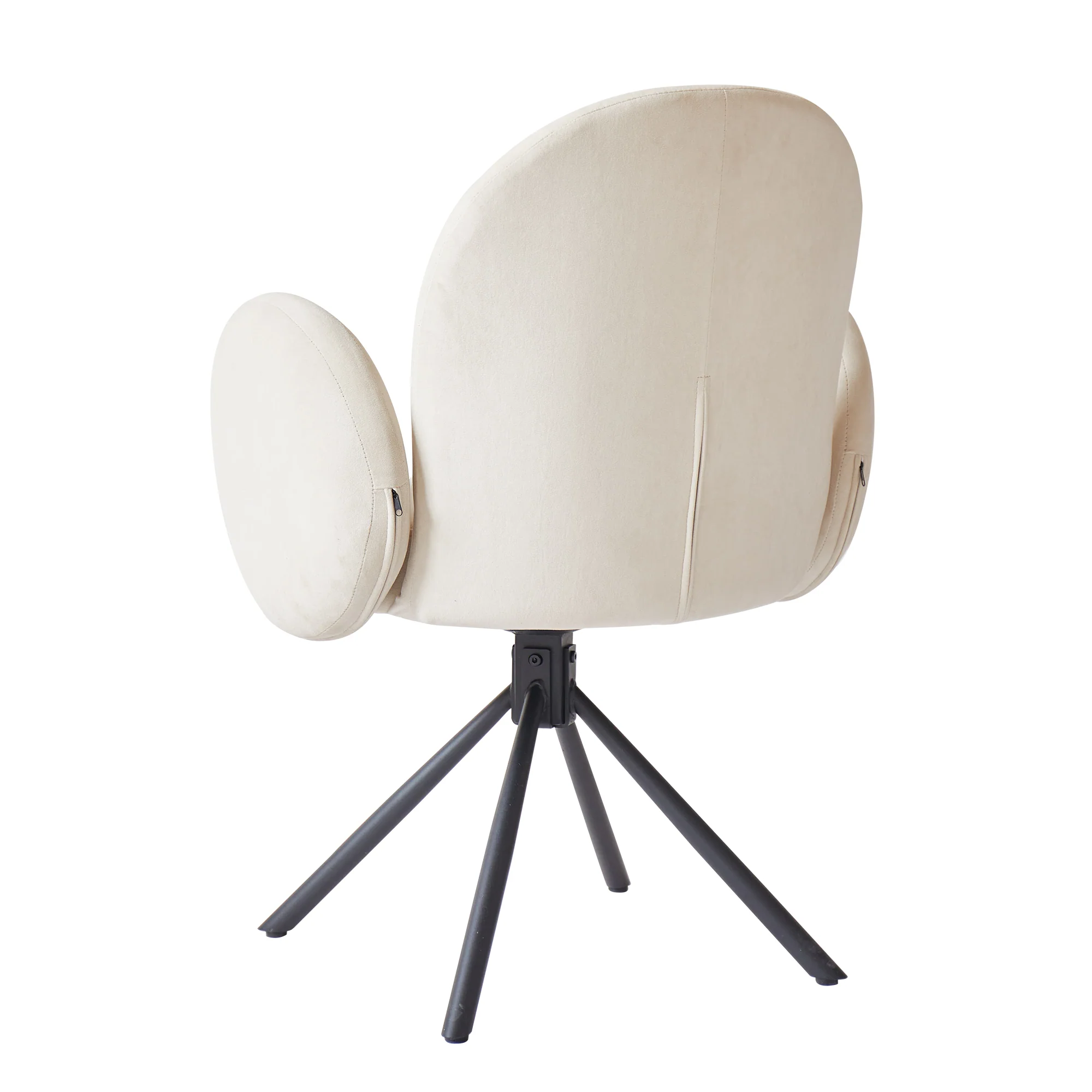 HELSINKI - Lot de 2 chaises swivel rotatives en velours beige et metal - Image 8