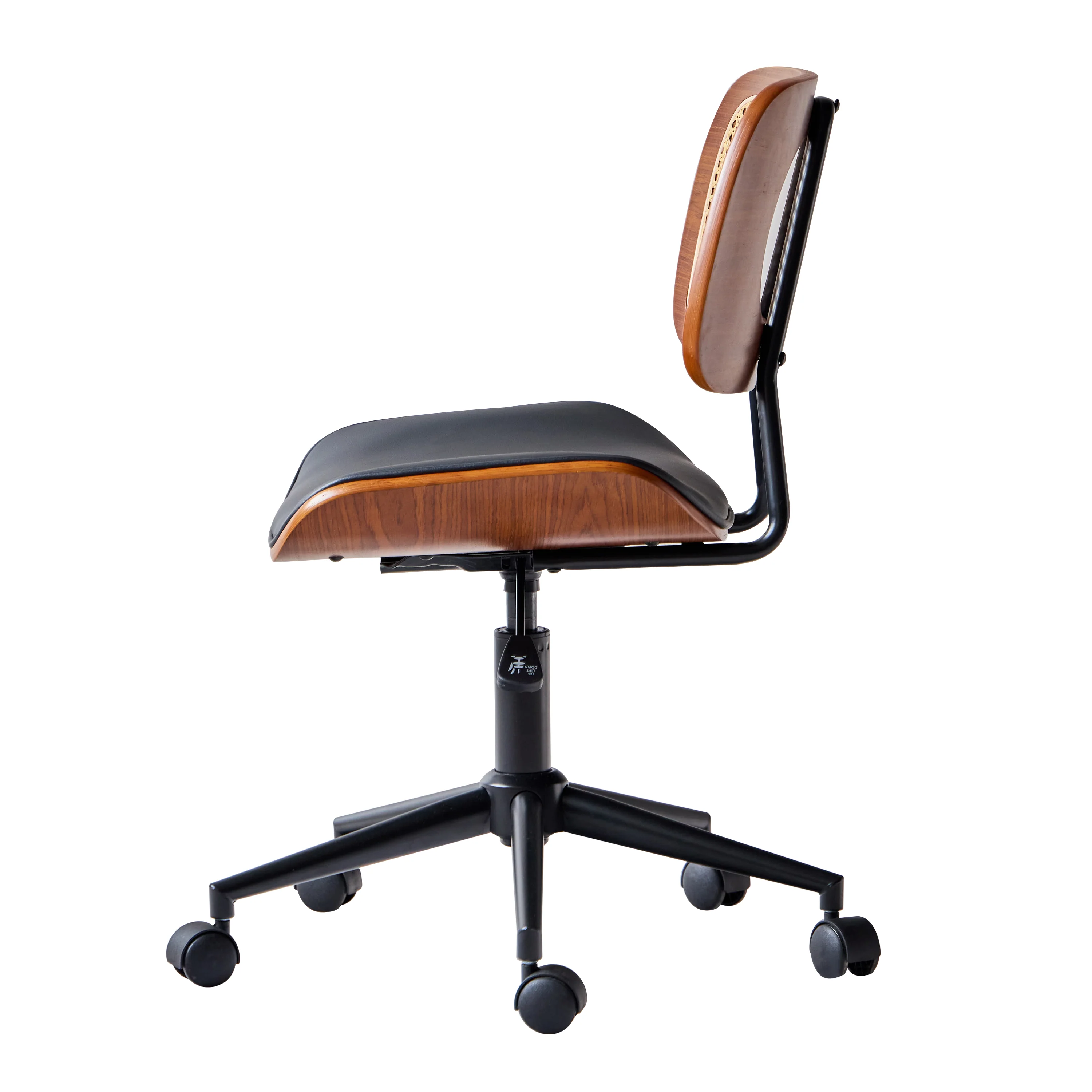 HERNING - Chaise de bureau en bois et cannage - Image 3