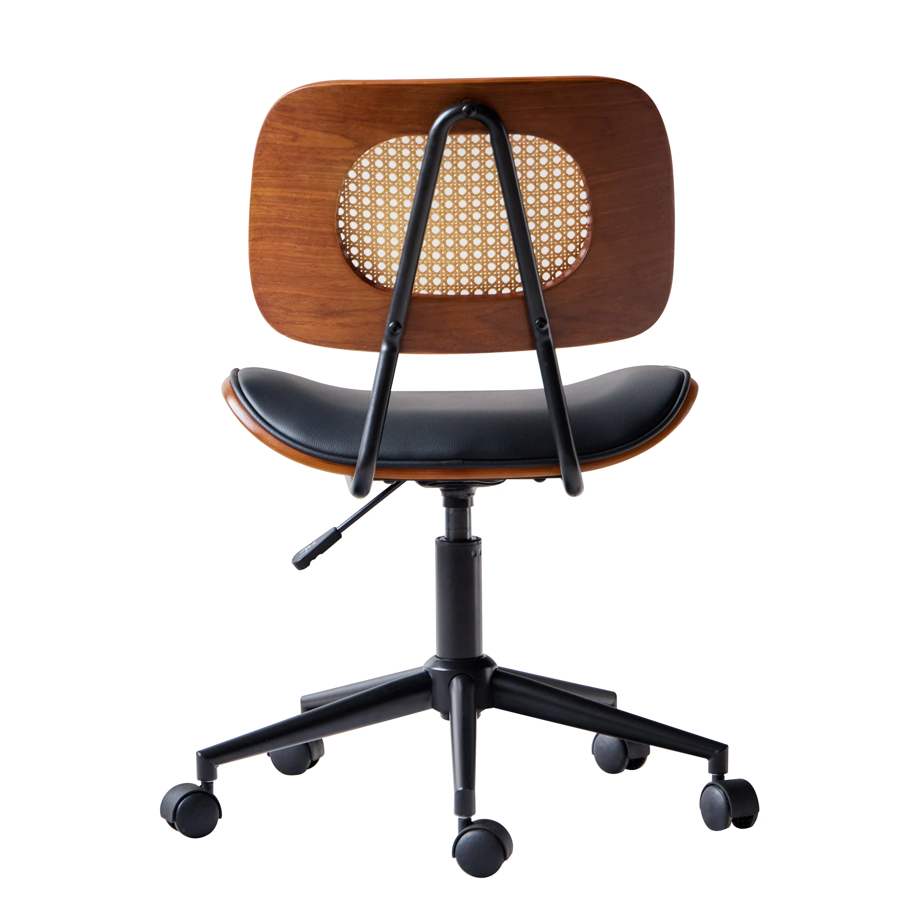 HERNING - Chaise de bureau en bois et cannage - Image 4