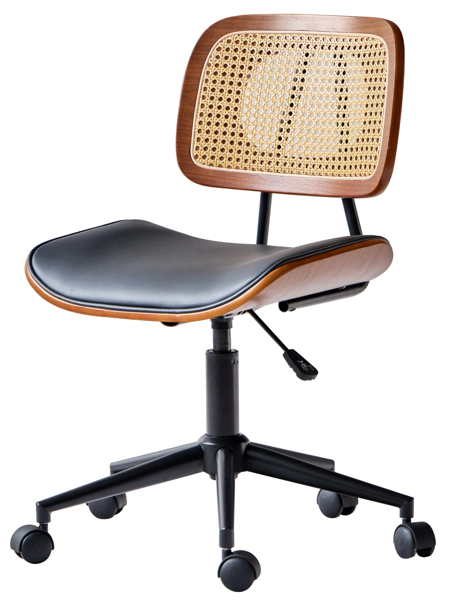 HERNING - Chaise de bureau en bois et cannage - Image 5