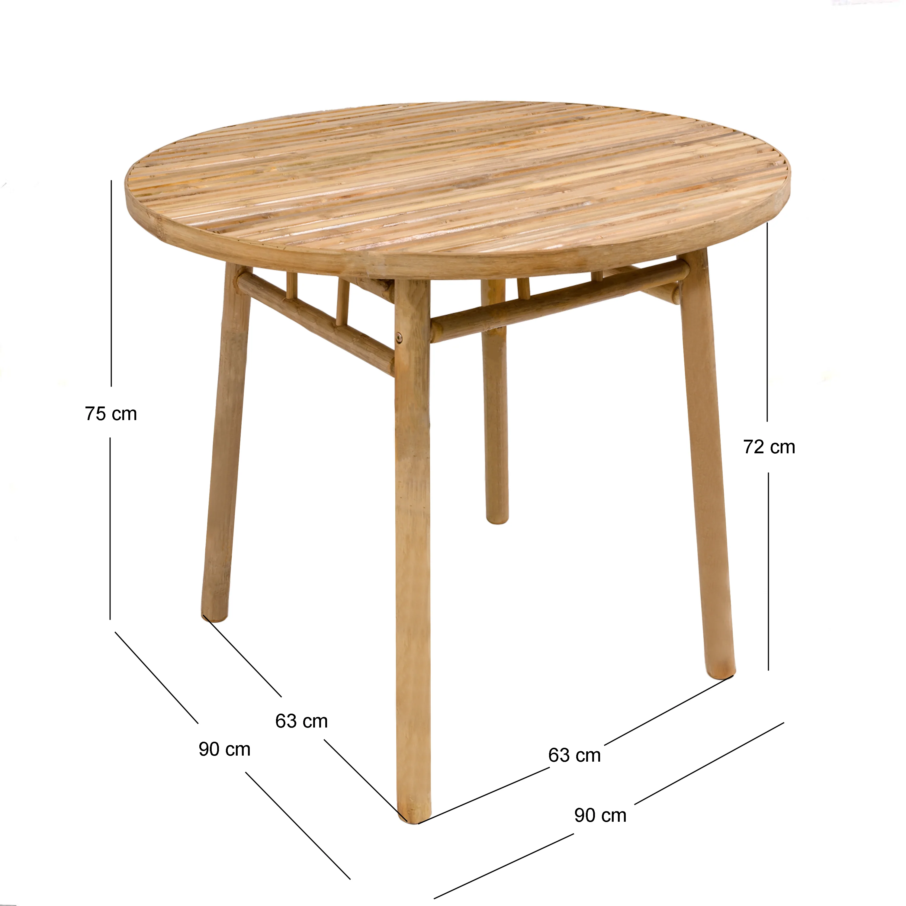 IPOH - Table de jardin ronde 4 personnes en bambou massif D90 - Image 4