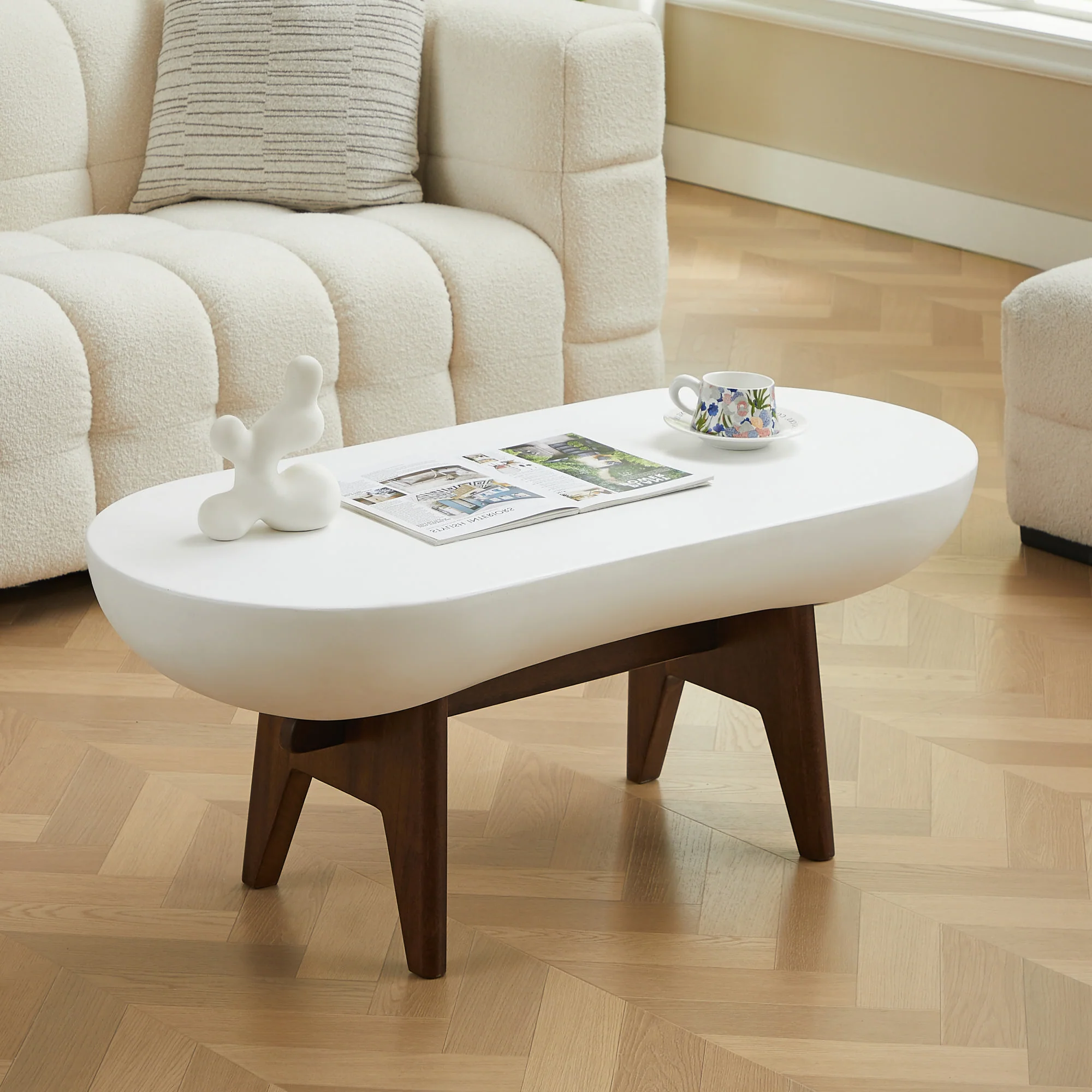 IRUNA - Table basse indoor outdoor en bois et magnésite blanc - Image 7