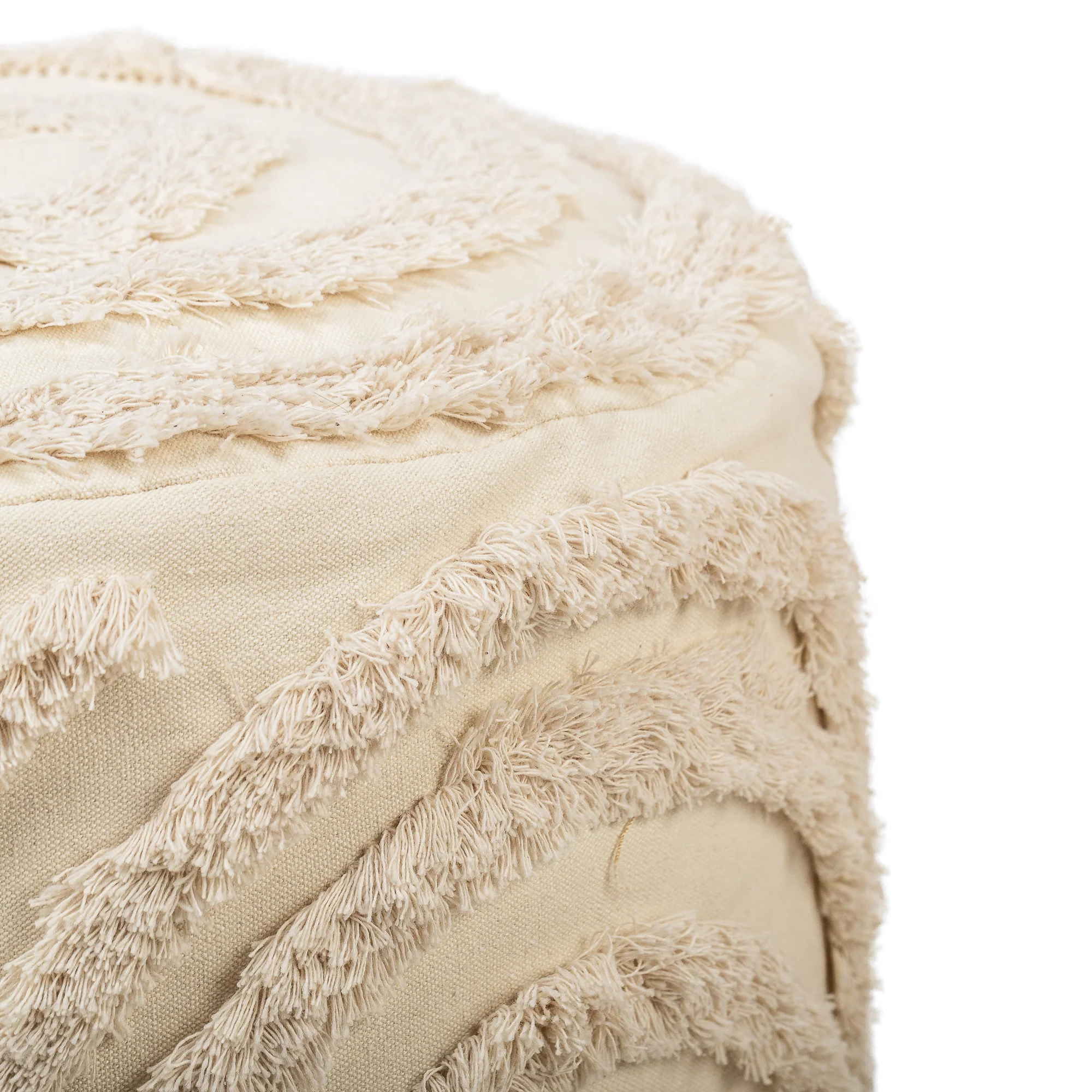 IZMIR - Pouf en tissu a motifs beige - Image 3