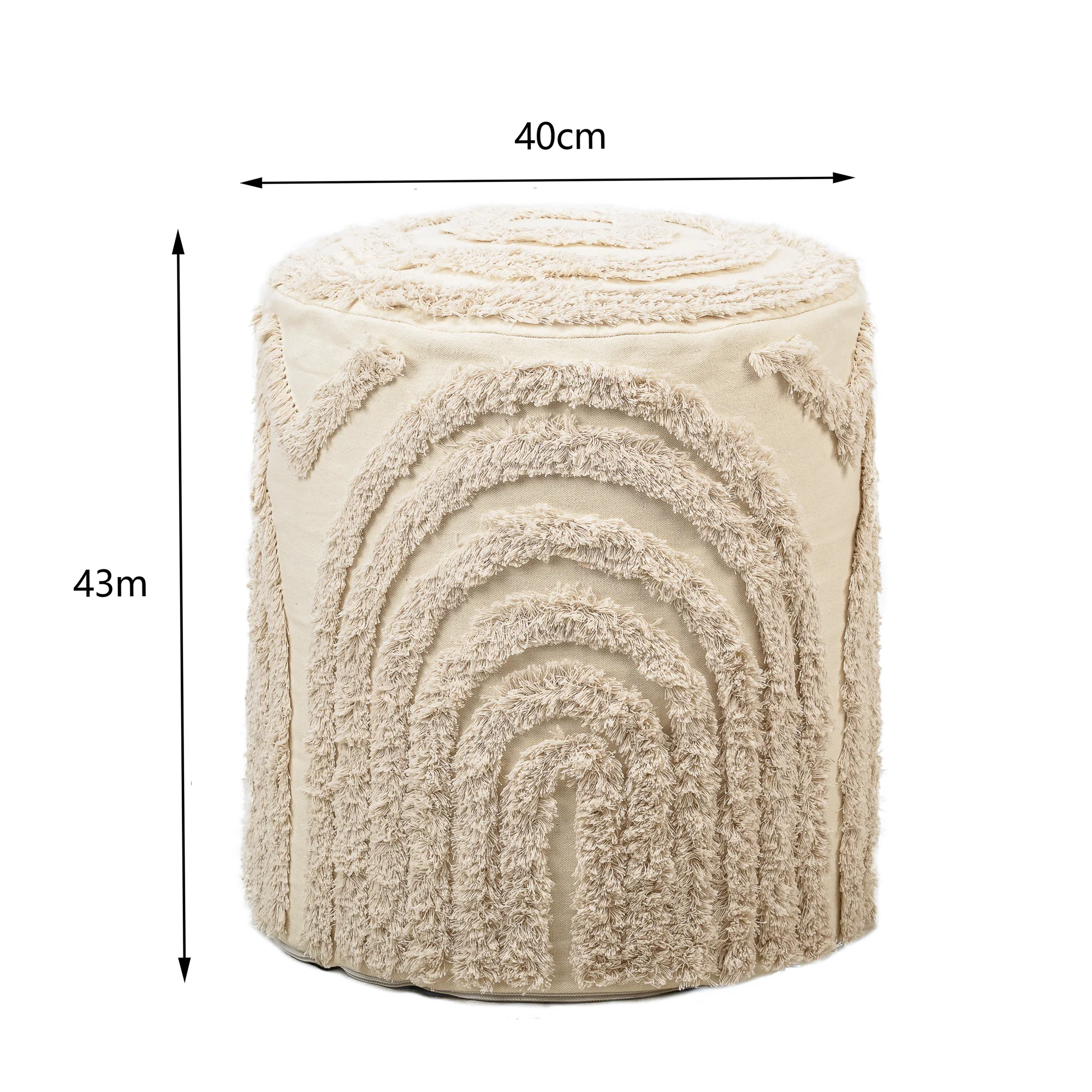 IZMIR - Pouf en tissu a motifs beige - Image 5