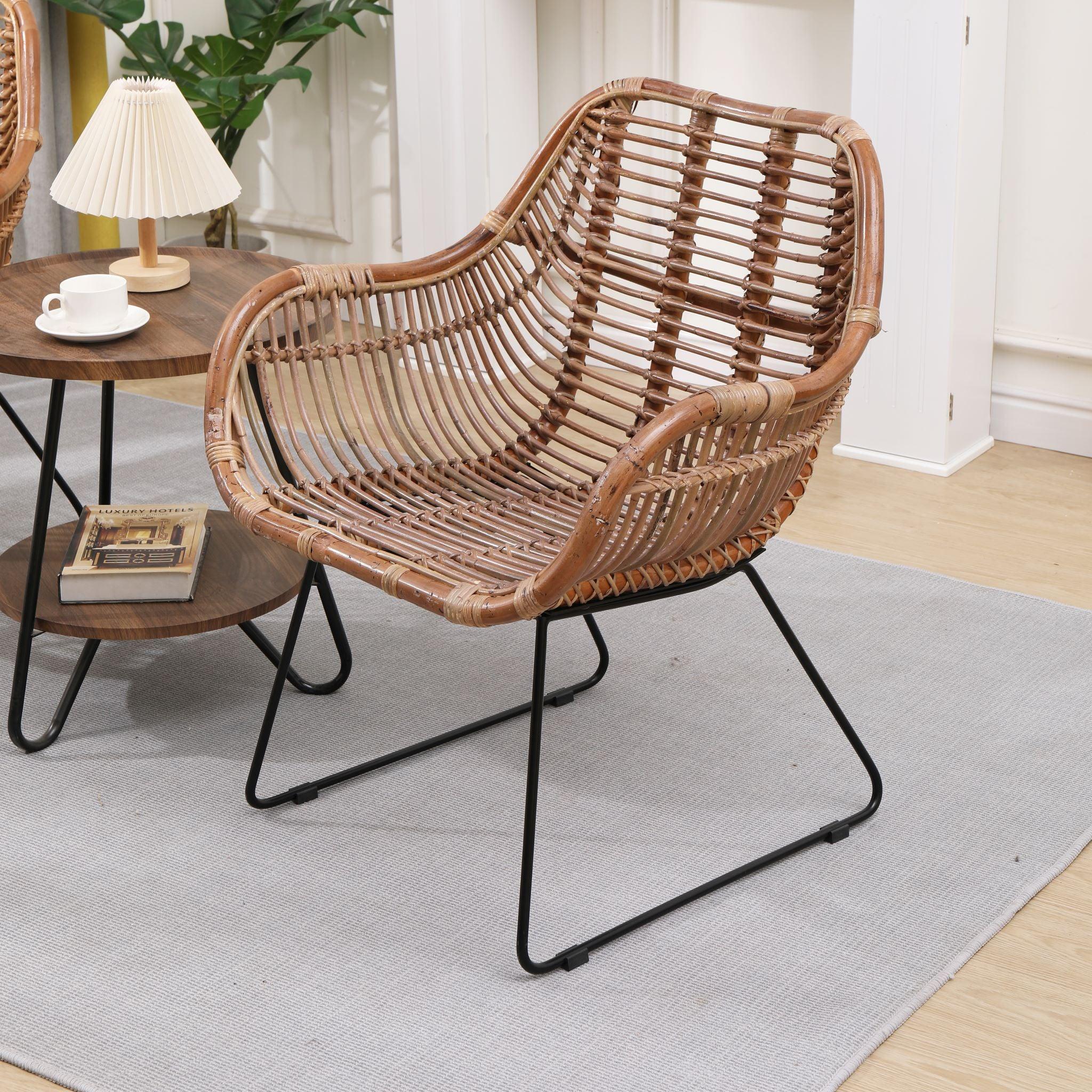 JAIPUR - Lot de 2 fauteuils en métal et rotin naturel - Image 2