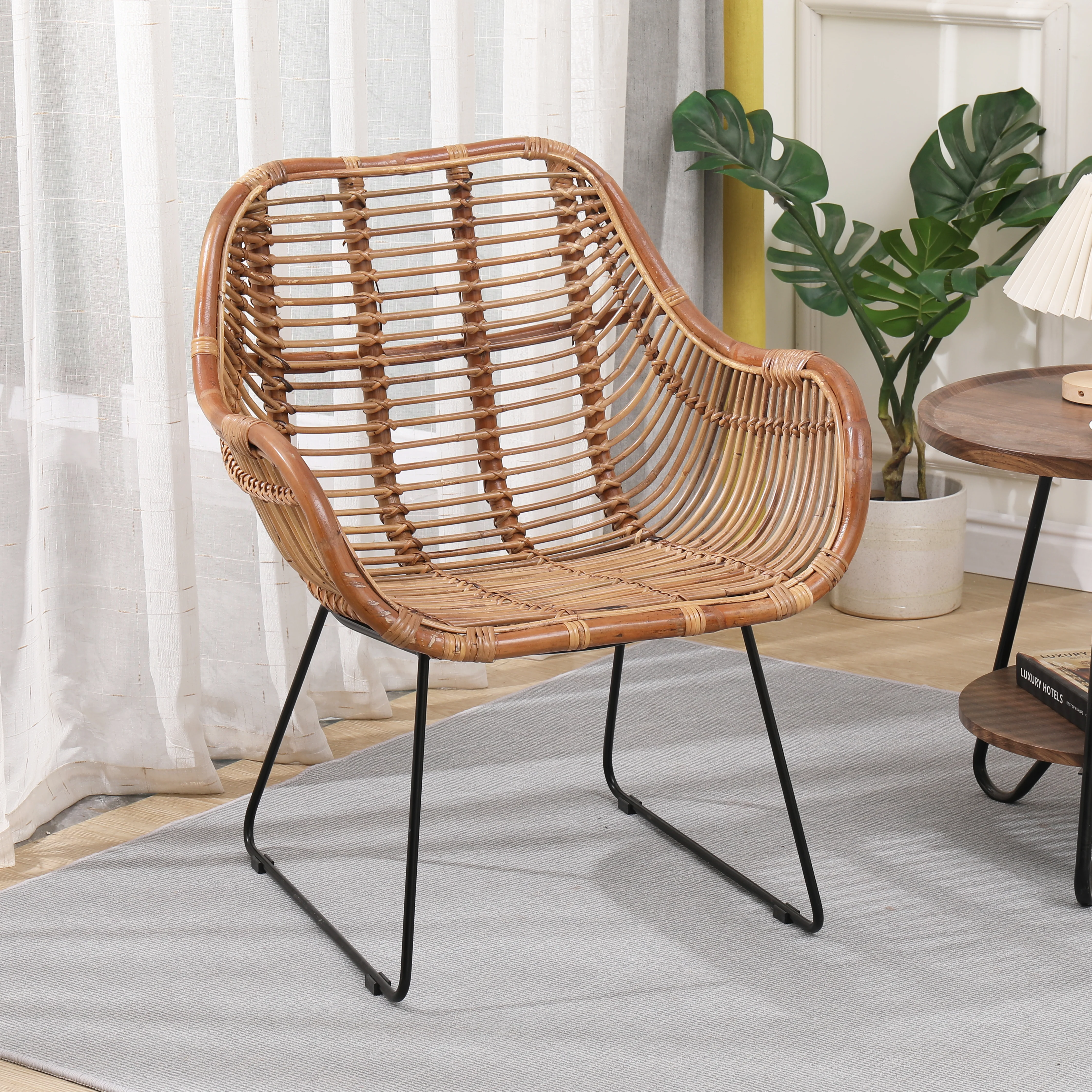 JAIPUR - Lot de 2 fauteuils en métal et rotin naturel - Image 3
