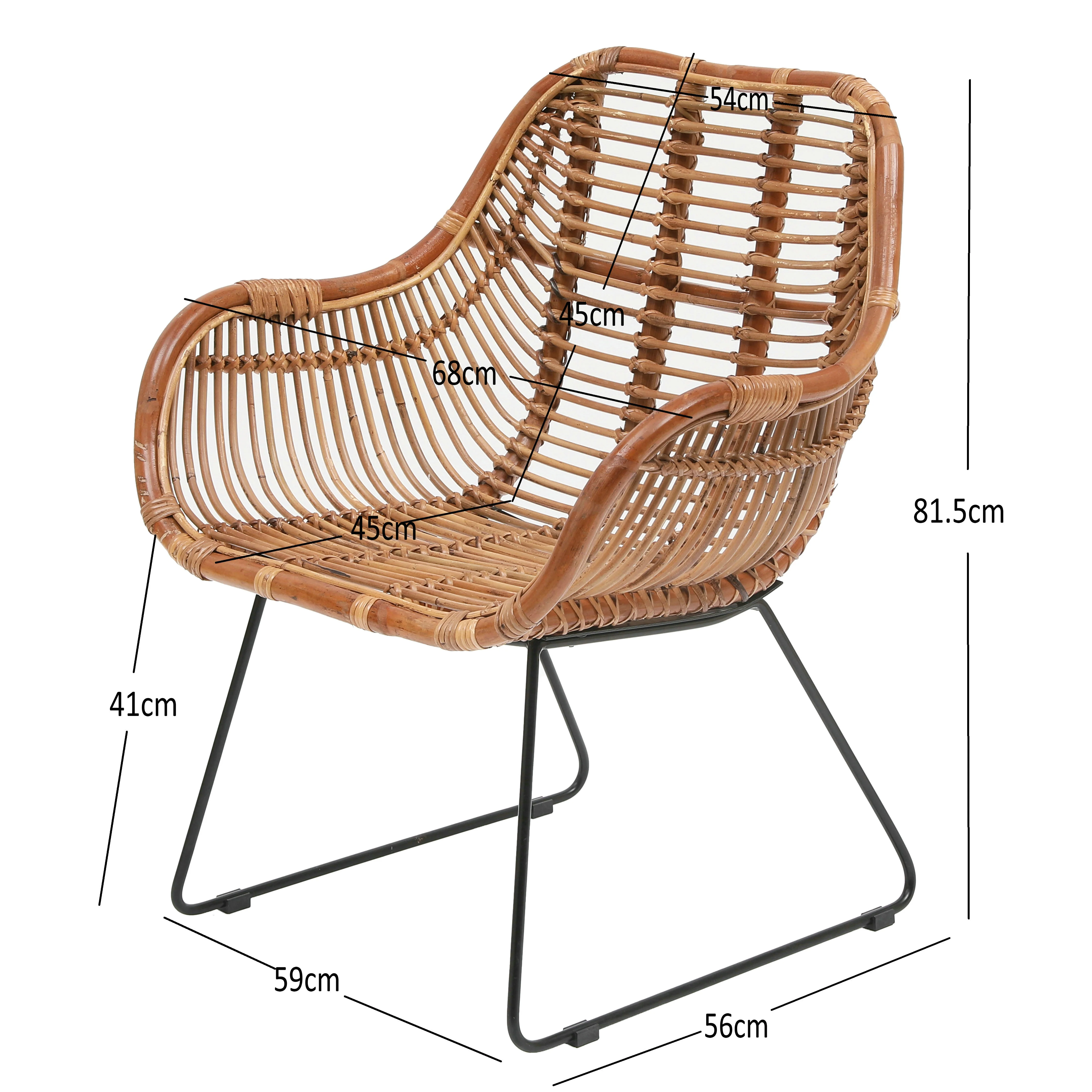 JAIPUR - Lot de 2 fauteuils en métal et rotin naturel - Image 5